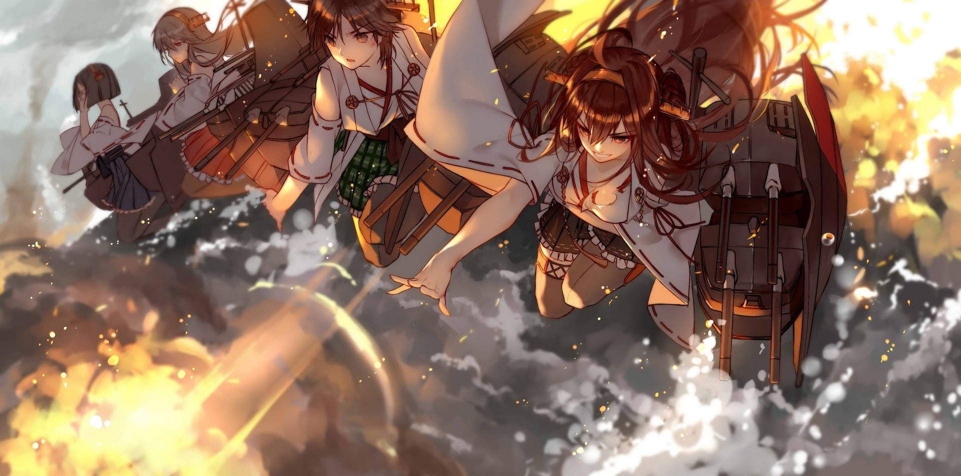 outdoors, togetherness, lifestyles, sky, kirishima, celebration, women, low angle view, kantai collection, kongo, group of people, enjoyment, festival, HD Wallpaper
