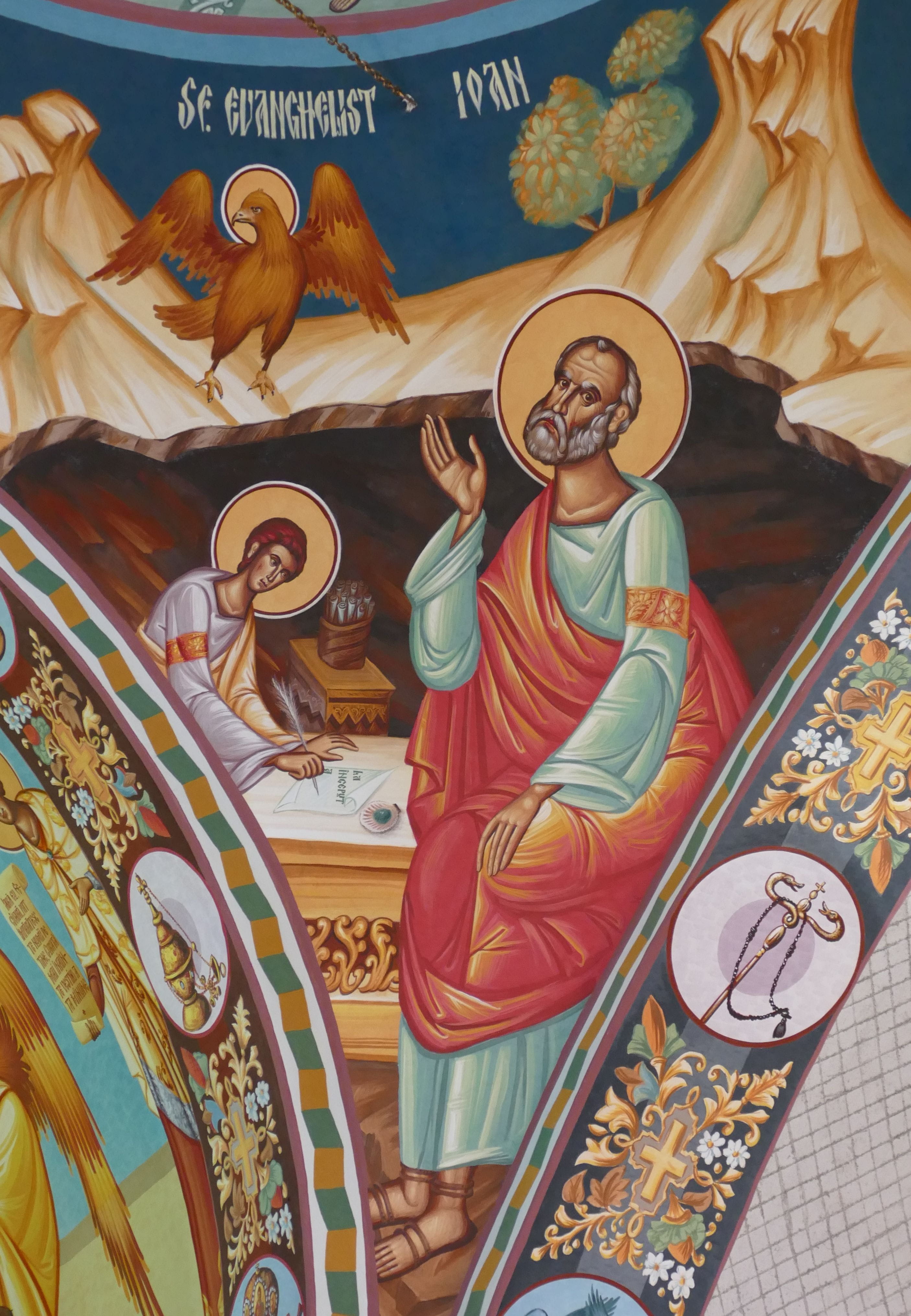 christianity, day, architecture, building, religious, spirituality, church, romania, apostle, belief, creativity, religion, transylvania, 4K, mural, male likeness, Phone HD Wallpaper