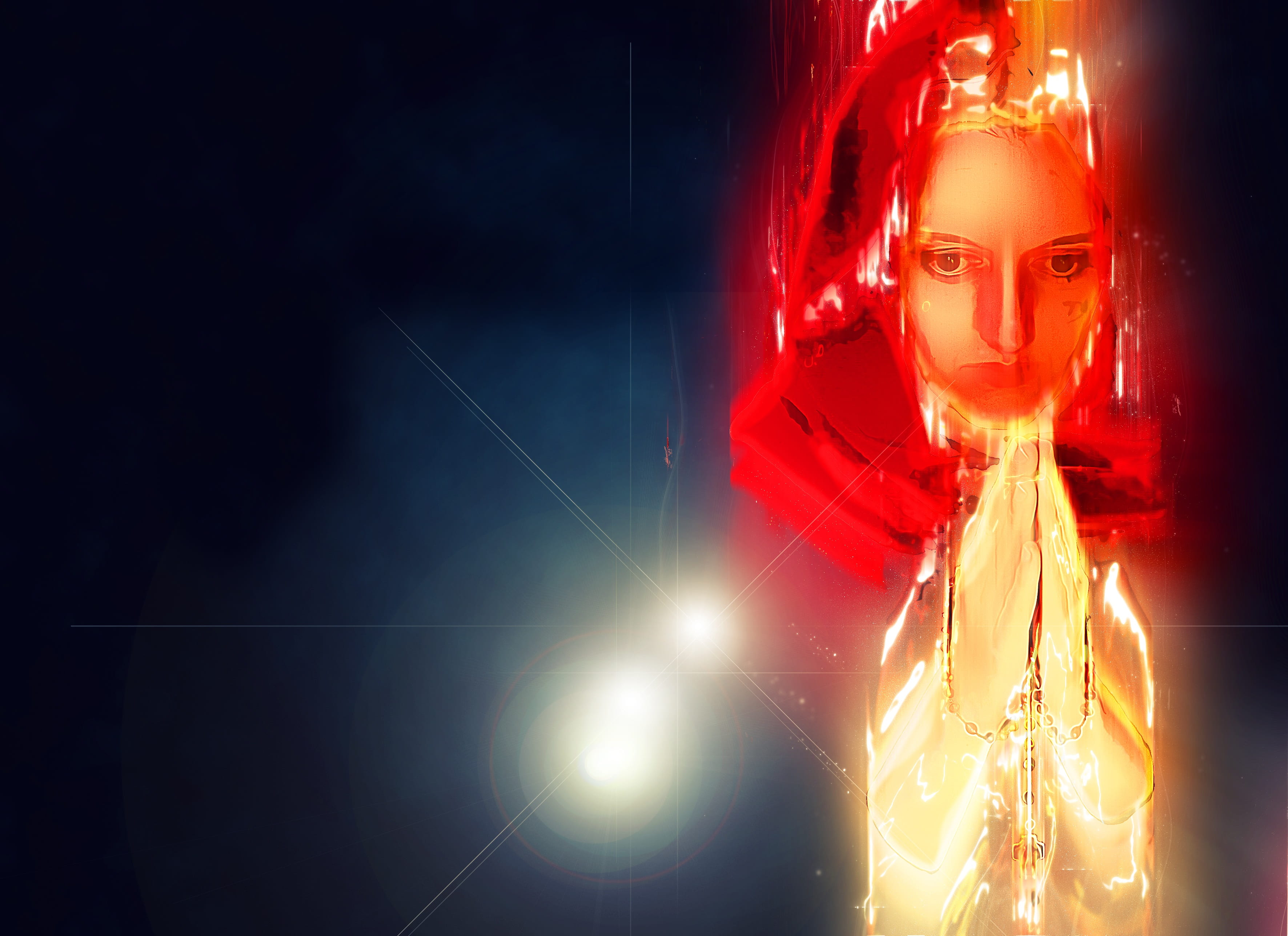 celebration, religious, church, prayer, young adult, religion, illuminated, human body part, copy space, pray, holy mother, front view, icon, digital composite, HD Wallpaper