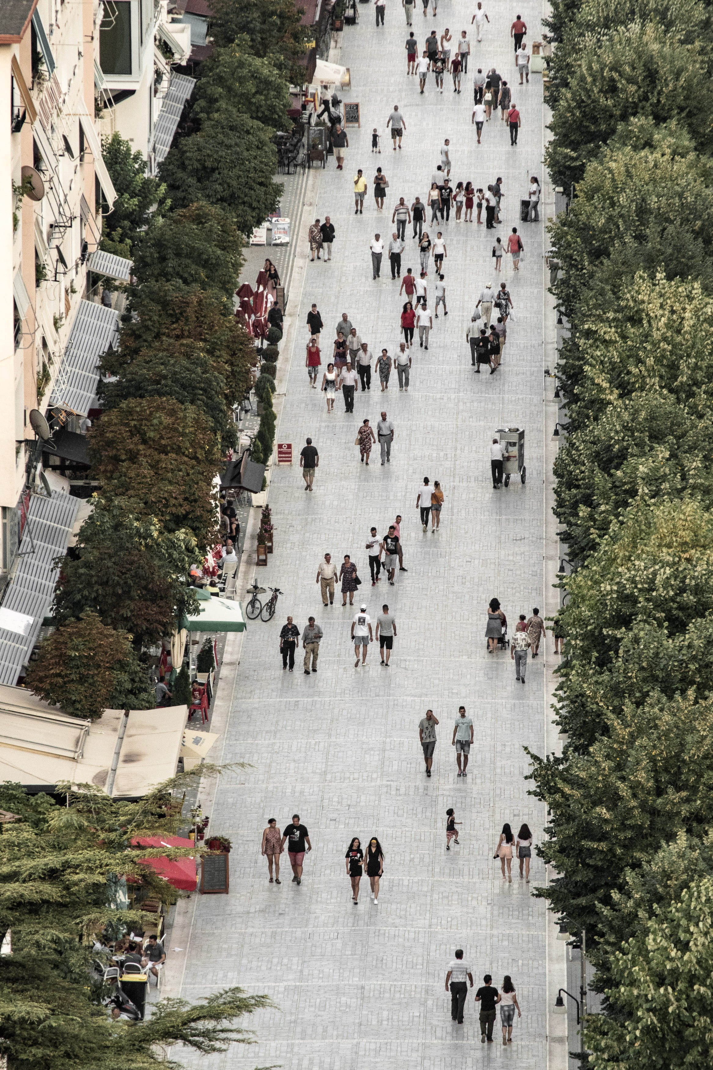 large group of people, high angle view, summer, men, transportation, nature, plant, way, avenue, women, building exterior, street, architecture, real people, Phone HD Wallpaper