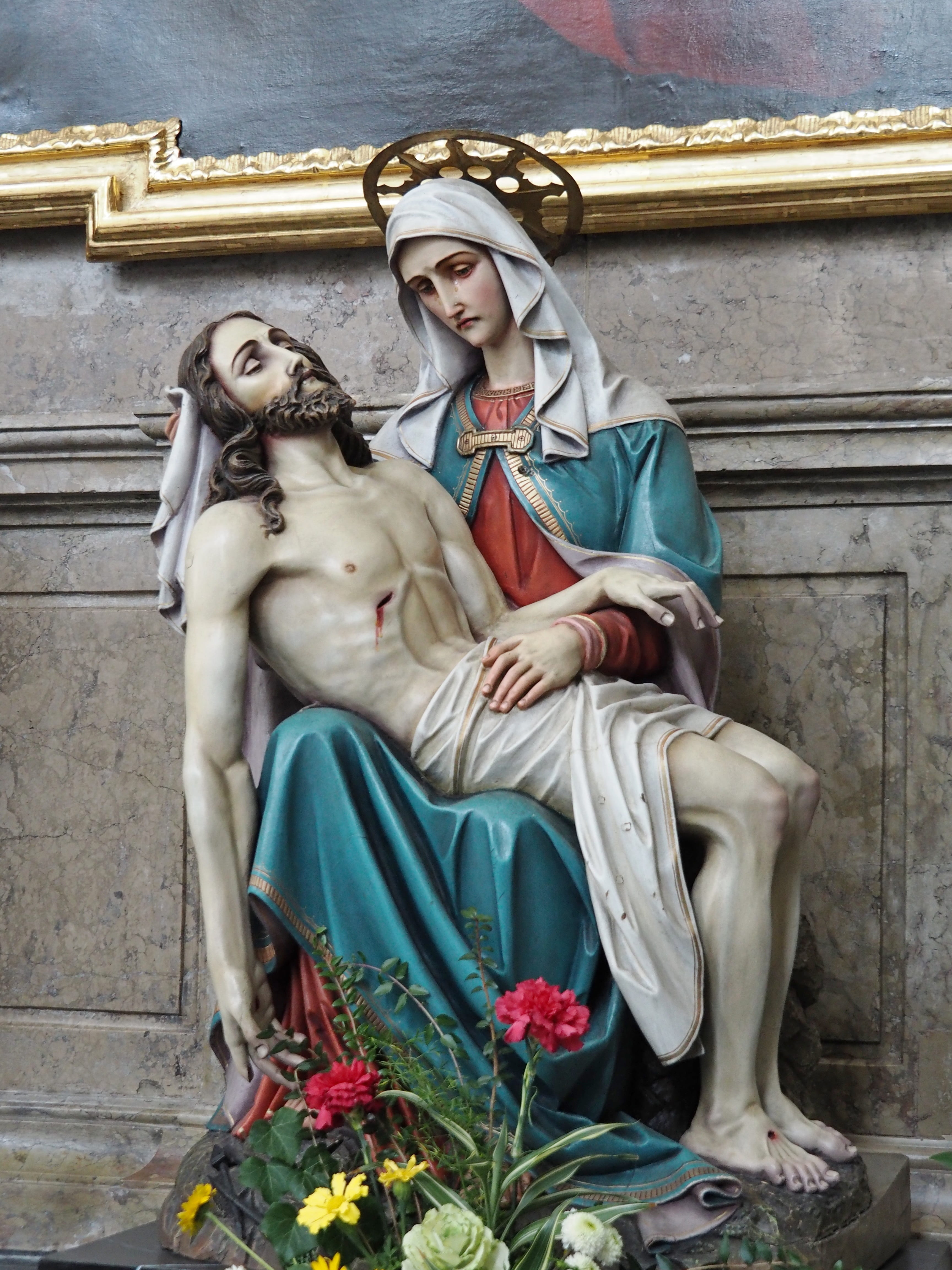 jesus, female likeness, day, pieta, couple - relationship, beautiful woman, sculpture, mary, built structure, young adult, sitting, real people, male likeness, Phone HD Wallpaper