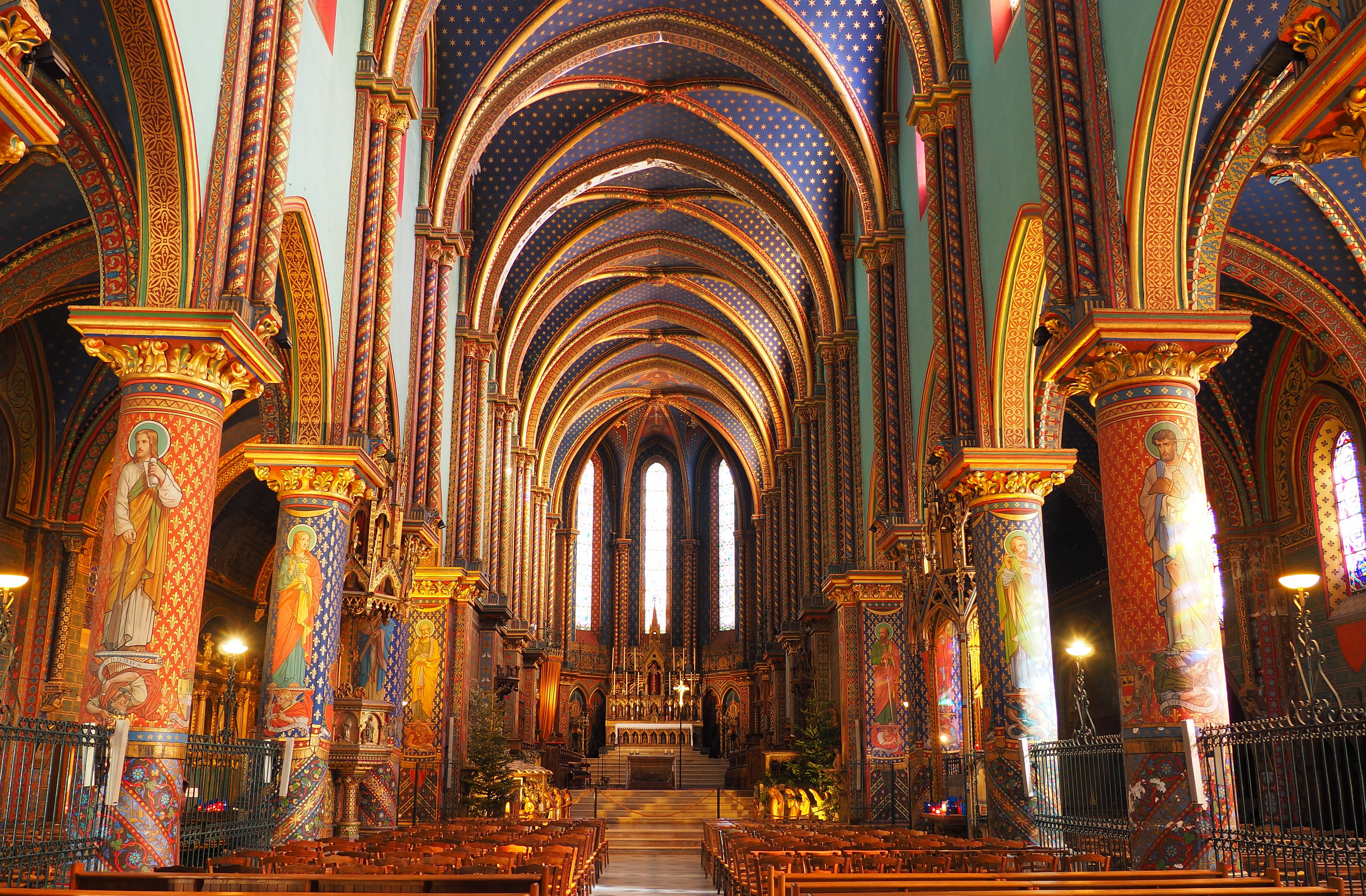 spirituality, arch, abbey, altar, 4K, michel st of frigolet, belief, architecture, ornate, religion, aisle, ceiling, the past, travel destinations, indoors, HD Wallpaper