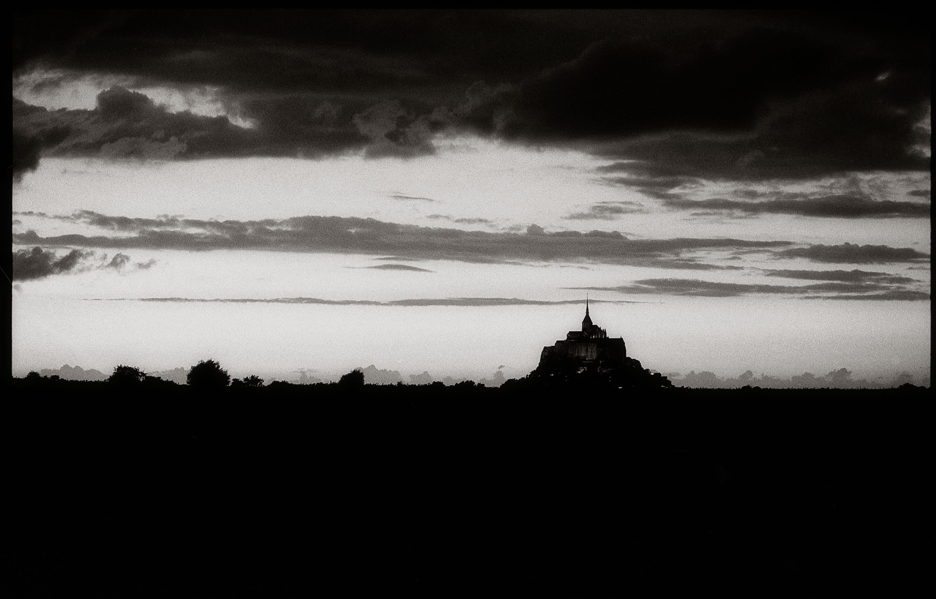Mont, abendstimmung, Michel, 2K, France, mont st michel, travel, sky, building, city, Saint, built structure, tower, building exterior, copy space, silhouette, HD Wallpaper