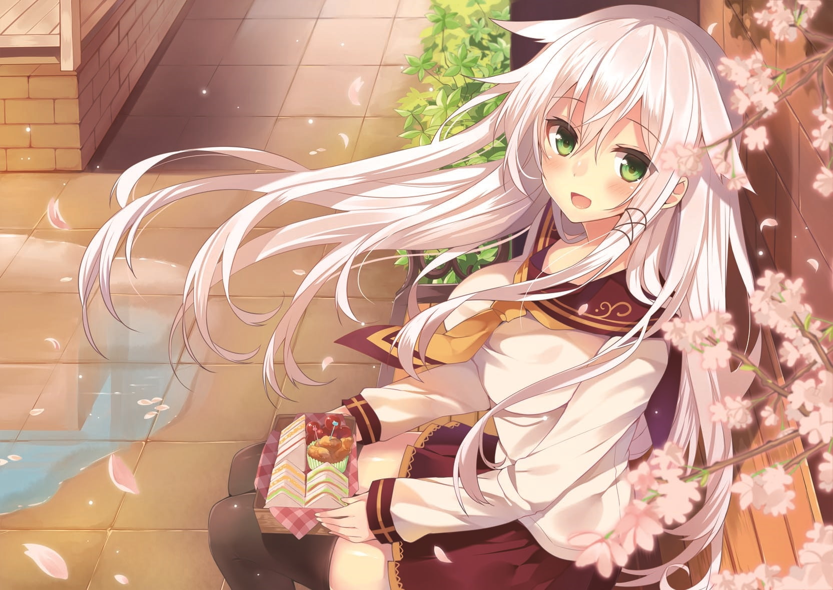 Anceril Sacred, 720P, cherry blossom, original characters, anime girls, HD Wallpaper