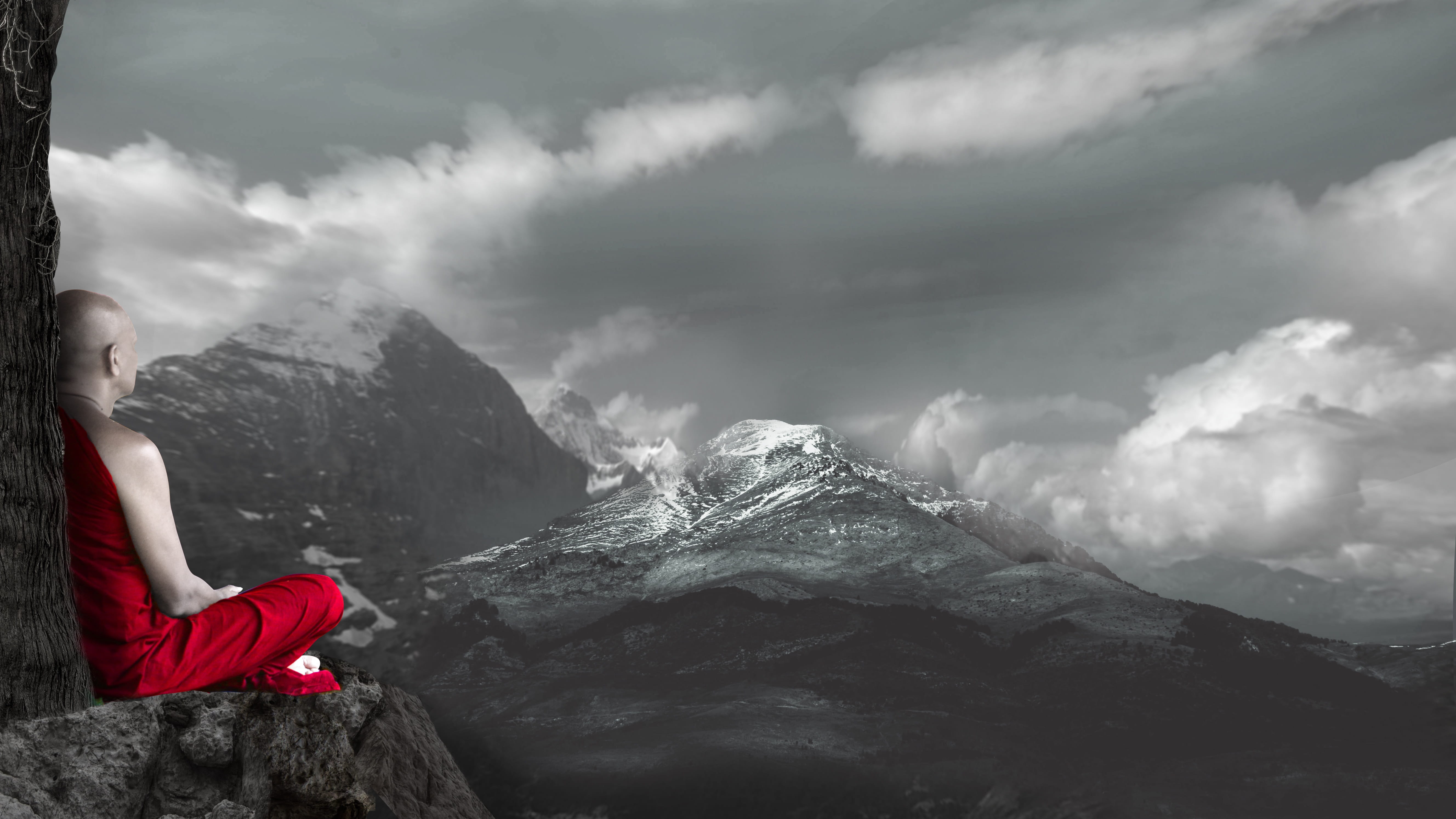 adventure, buddhism, day, bikkhu, beauty in nature, dom, panoramic, outdoors, one person, sun, leisure activity, monk, mahaviharaya, remote, cloud, scenics - nature, HD Wallpaper