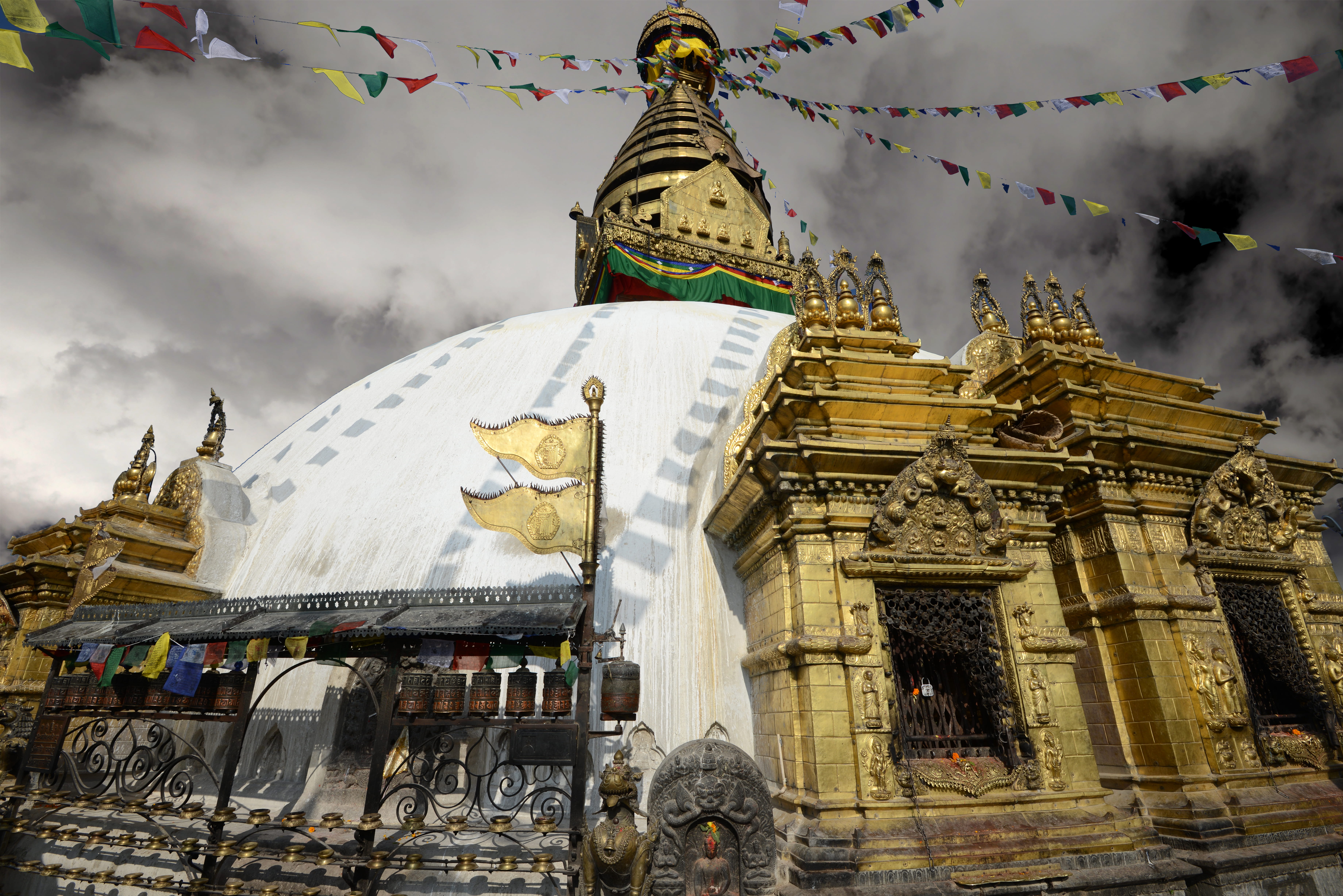 history, built structure, urban, outdoors, town, the past, worship, religion, nature, tower, pagoda, metropolis, sky, spire, swayambhunath, building, nepal, HD Wallpaper