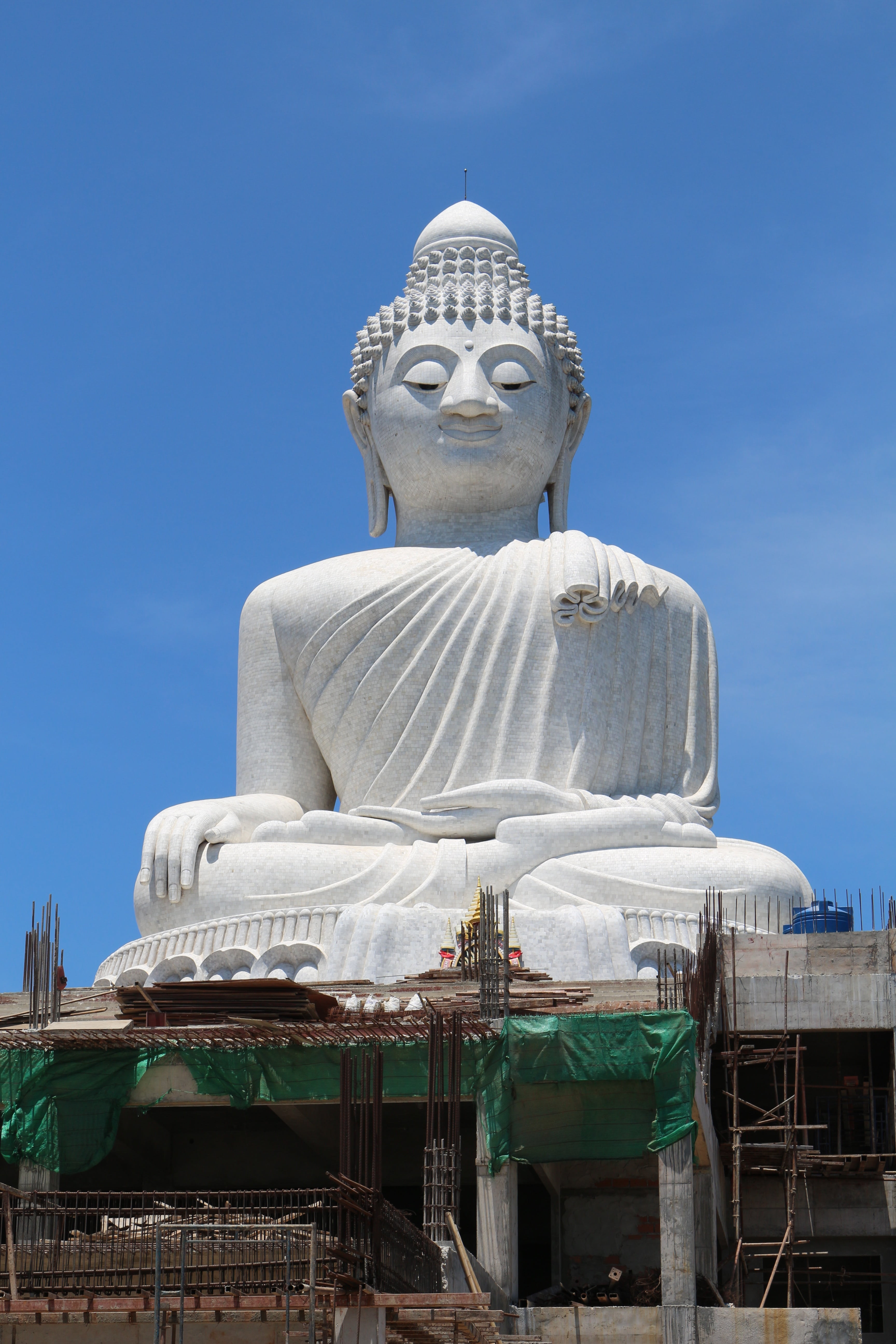 serenity, huge, thailand, day, meditation, low angle view, blue, temple, art and craft, built structure, big buddha, male likeness, 5K, building, human representation, Phone HD Wallpaper