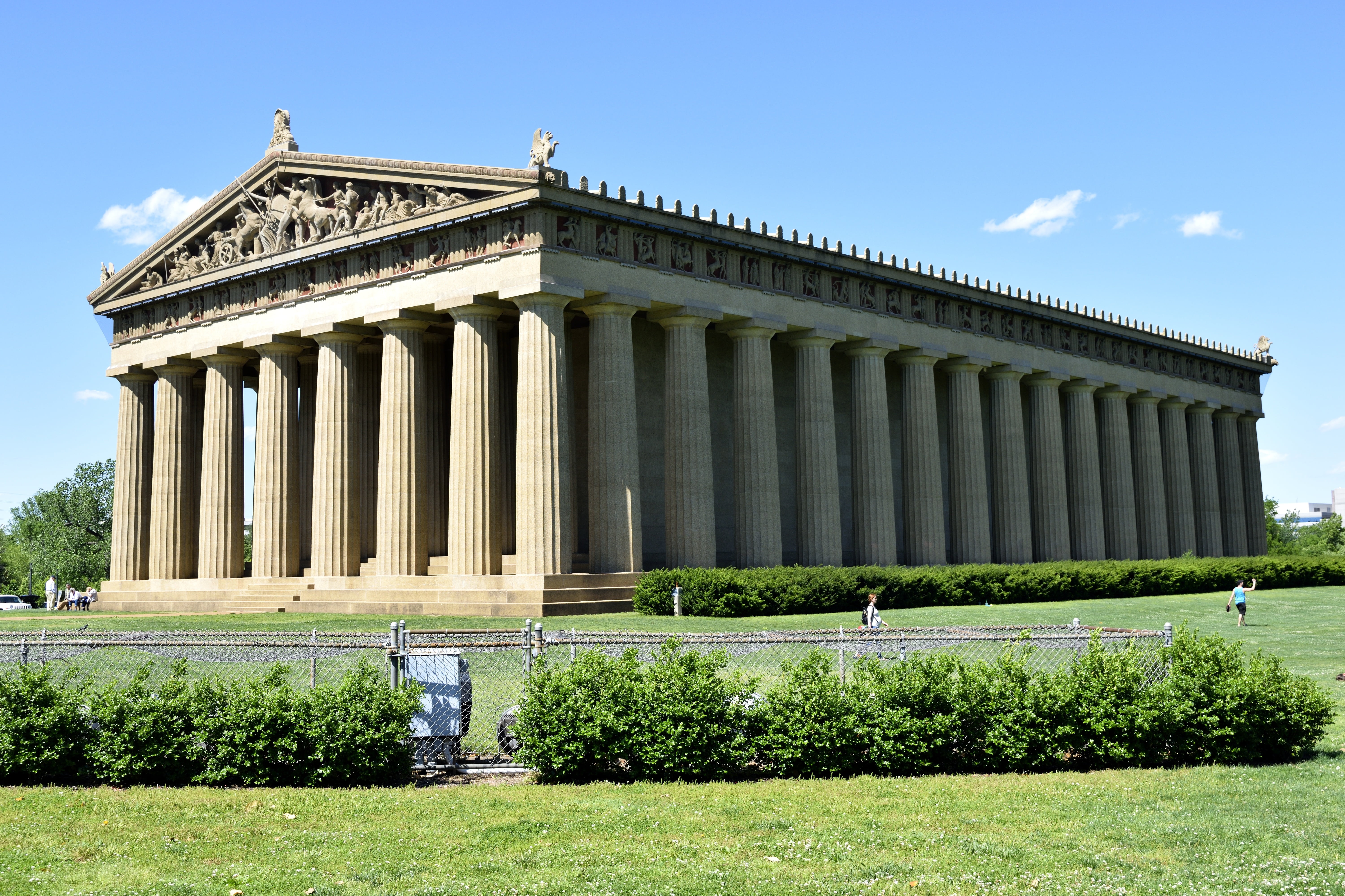 landmark, grass, tourism, travel, athens, no people, plant, famous Place, greece, sunlight, column, museum, art and craft, park, parthenon, america, replica, HD Wallpaper