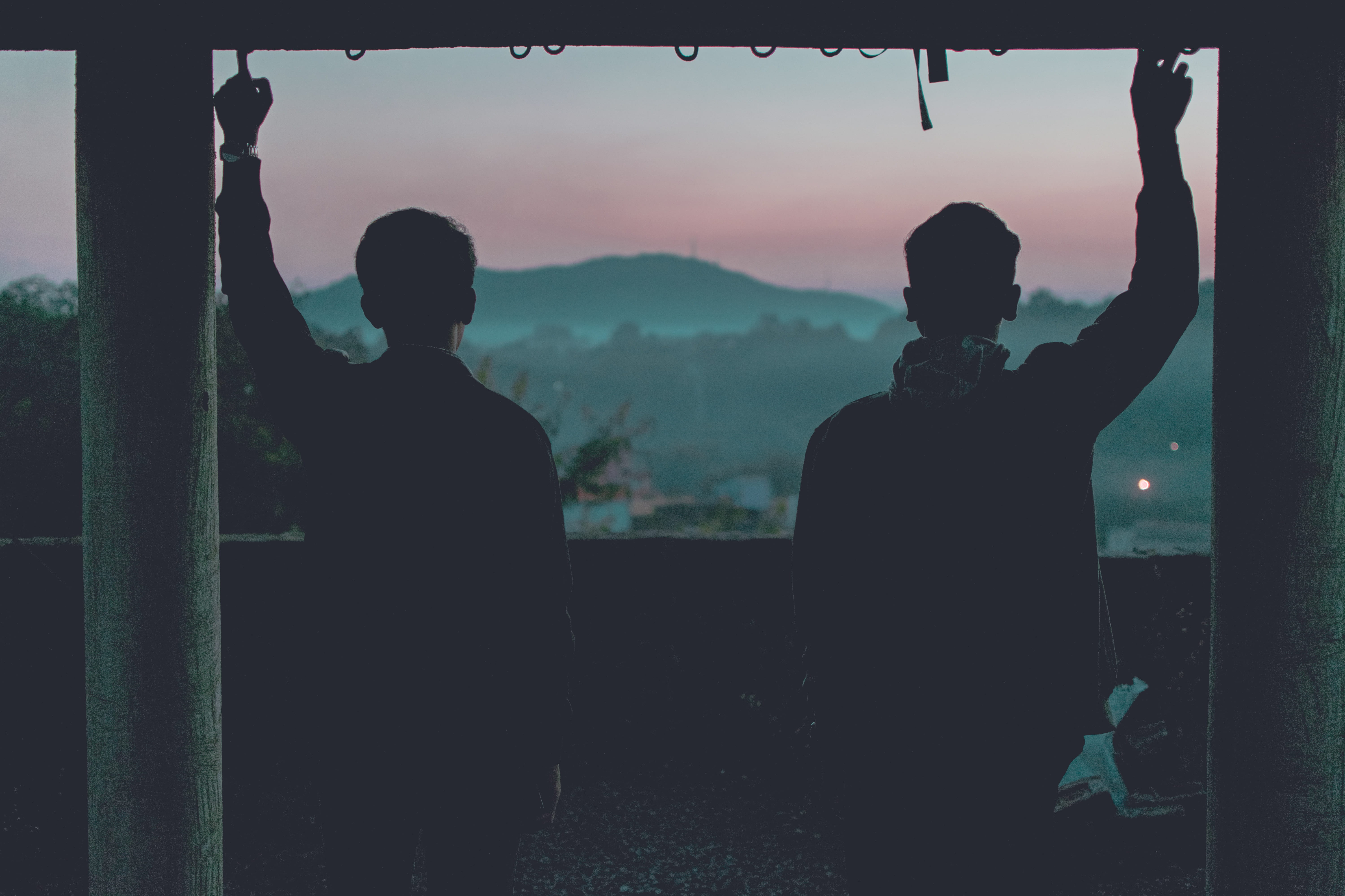 friendship, landscape, lifestyles, nature, people, males, 5K, two people, leisure activity, male, near, togetherness, outdoors, window, man, rear view, HD Wallpaper