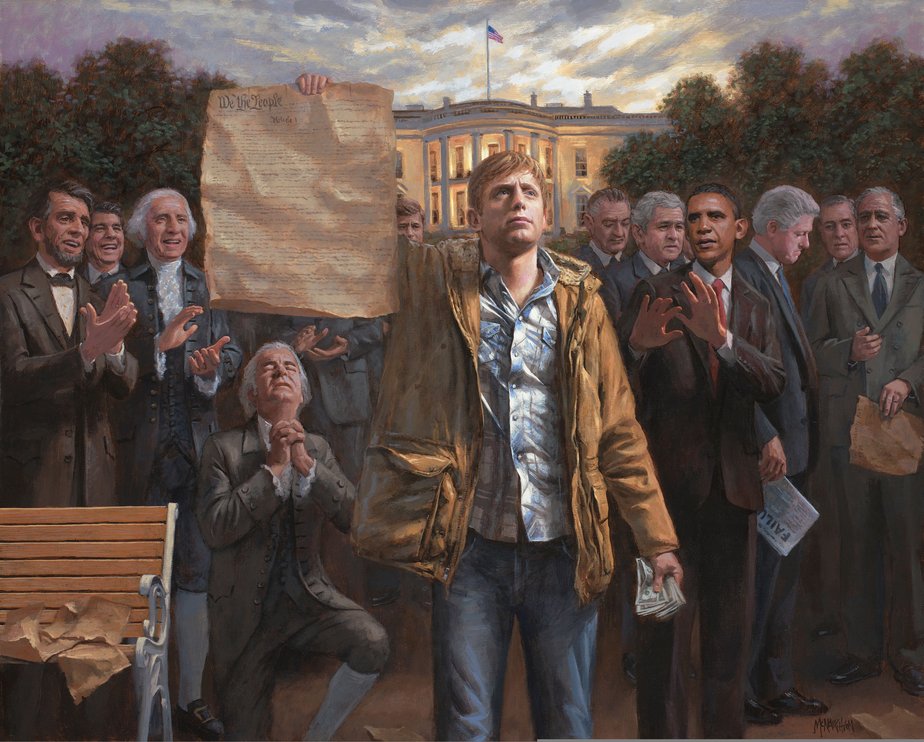 The white house, women, men, built structure, George Bush, architecture, mature men, building exterior, Abram Lincoln, Washington, group of people, Barack Obama, HD Wallpaper