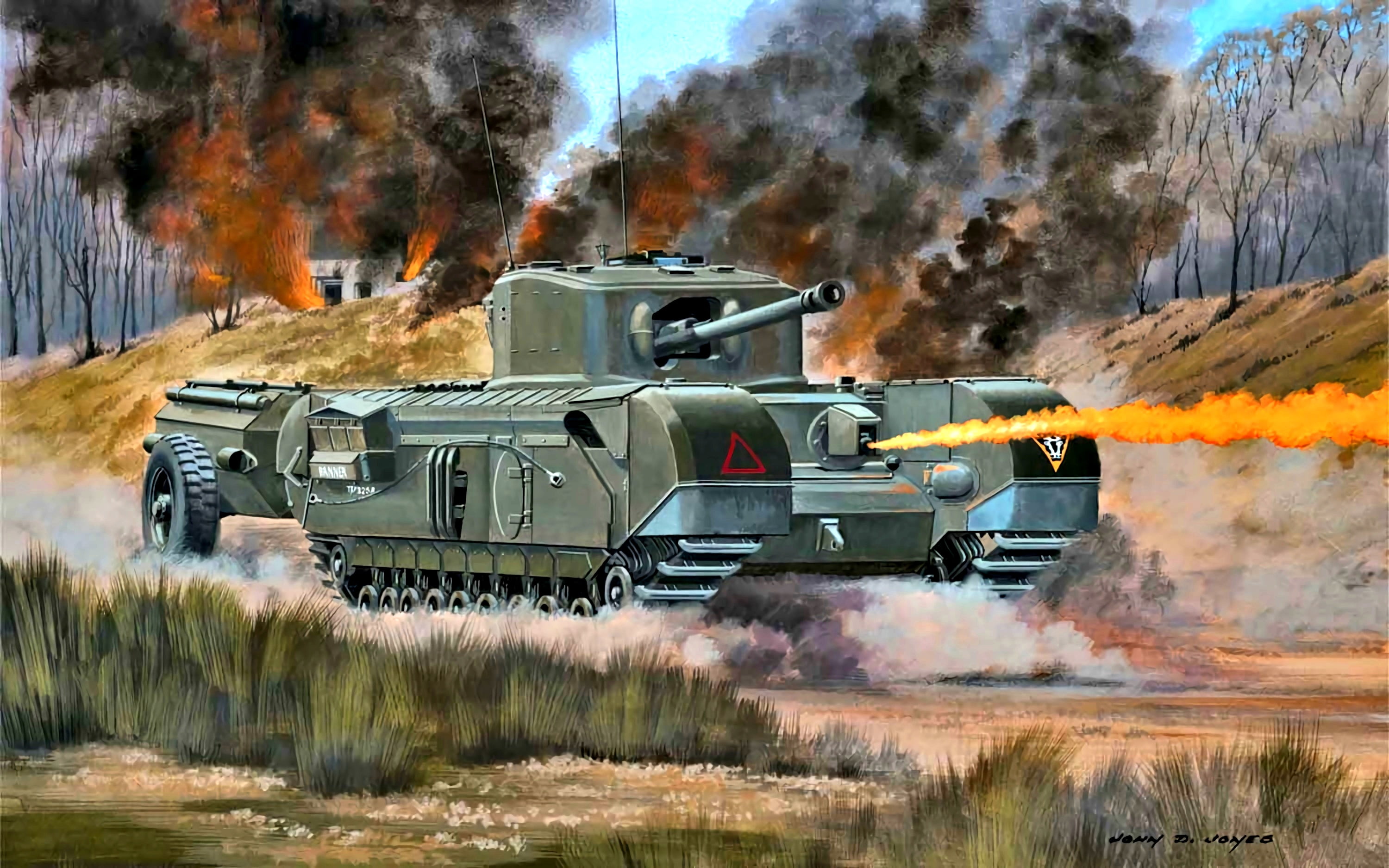 tank, Flamethrower, 2K, Churchill, UK, The second World war, Churchill Crocodile, HD Wallpaper