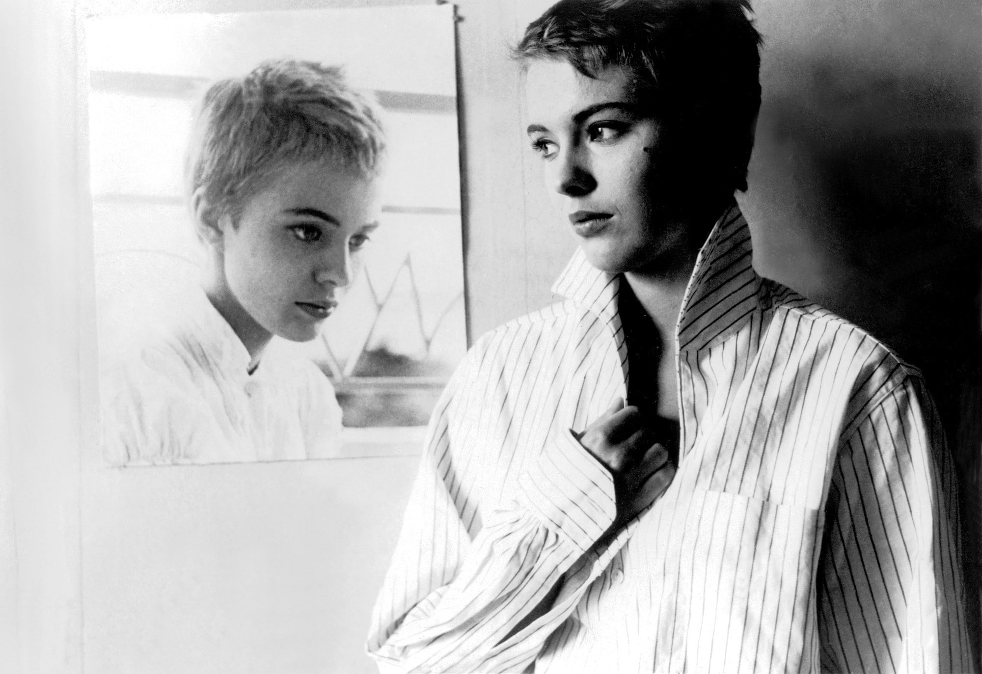 short hair, adult, portrait, business, people, hair, clothing, headshot, monochrome, waist up, Jean Seberg, digital composite, photography, menswear, young adult, HD Wallpaper