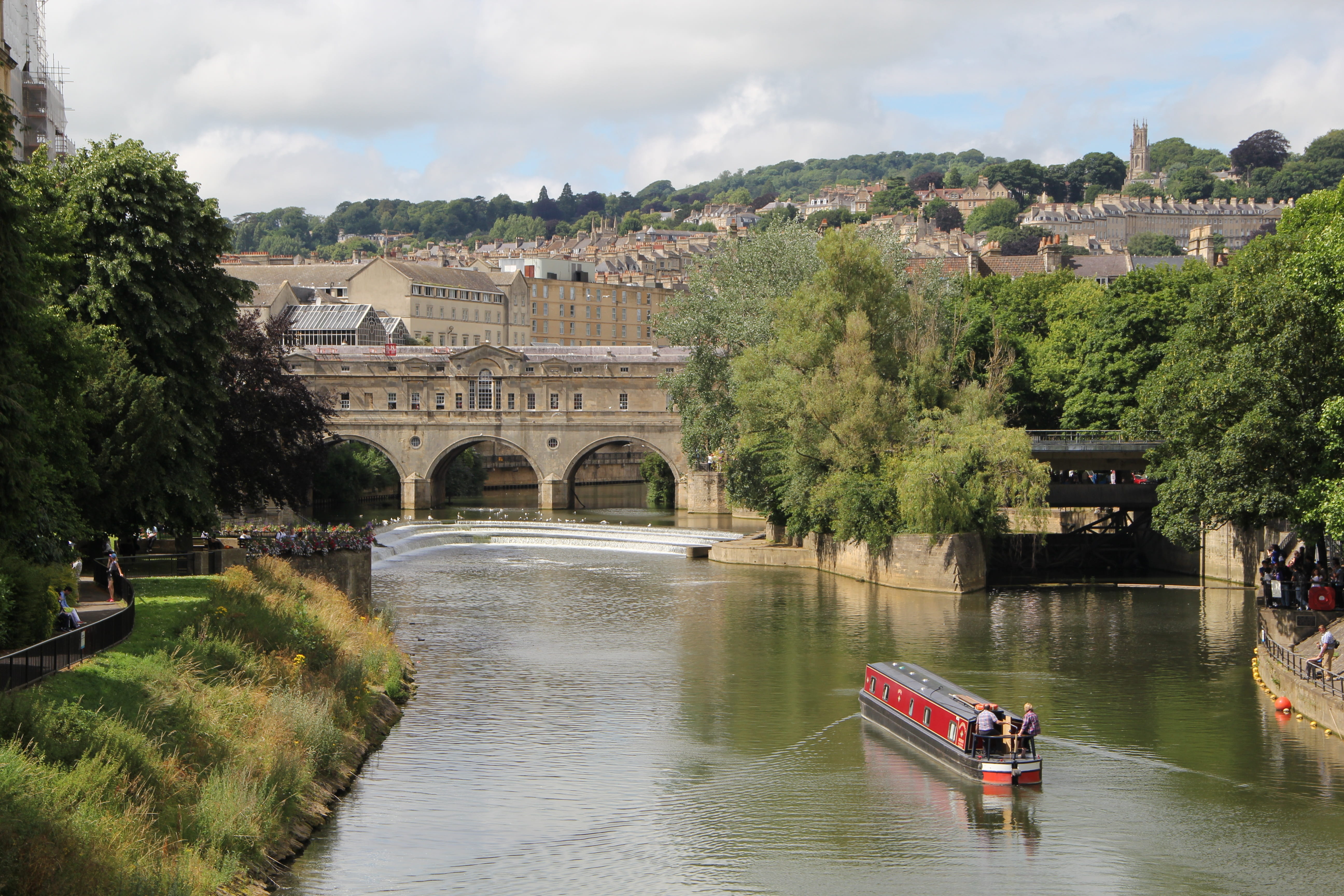 europe, waterfront, day, Bath, built structure, architecture, scene, outdoors, Avon, boat, English, connection, britain, united, park, tree, River, avon, HD Wallpaper