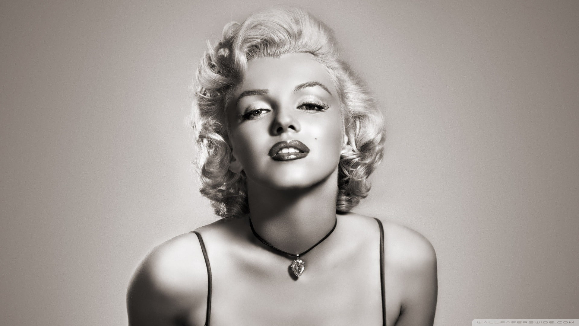 1080P, face, actress, women, necklace, Marilyn Monroe, monochrome, HD Wallpaper