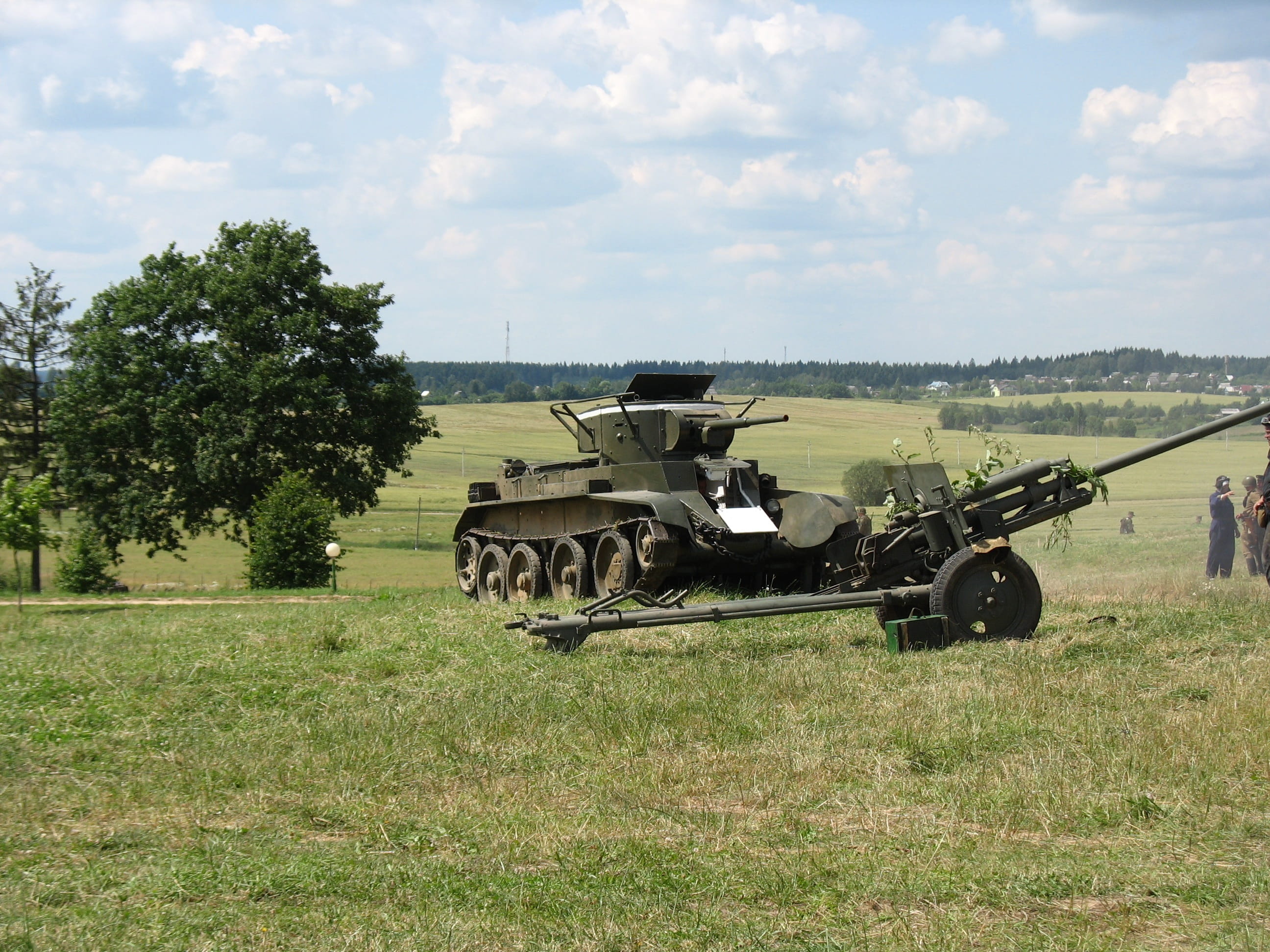 tree, sky, landscape, land, museum, green color, nature, stalins line of defense, agricultural machinery, military, day, cloud - sky, transportation, 2K, HD Wallpaper