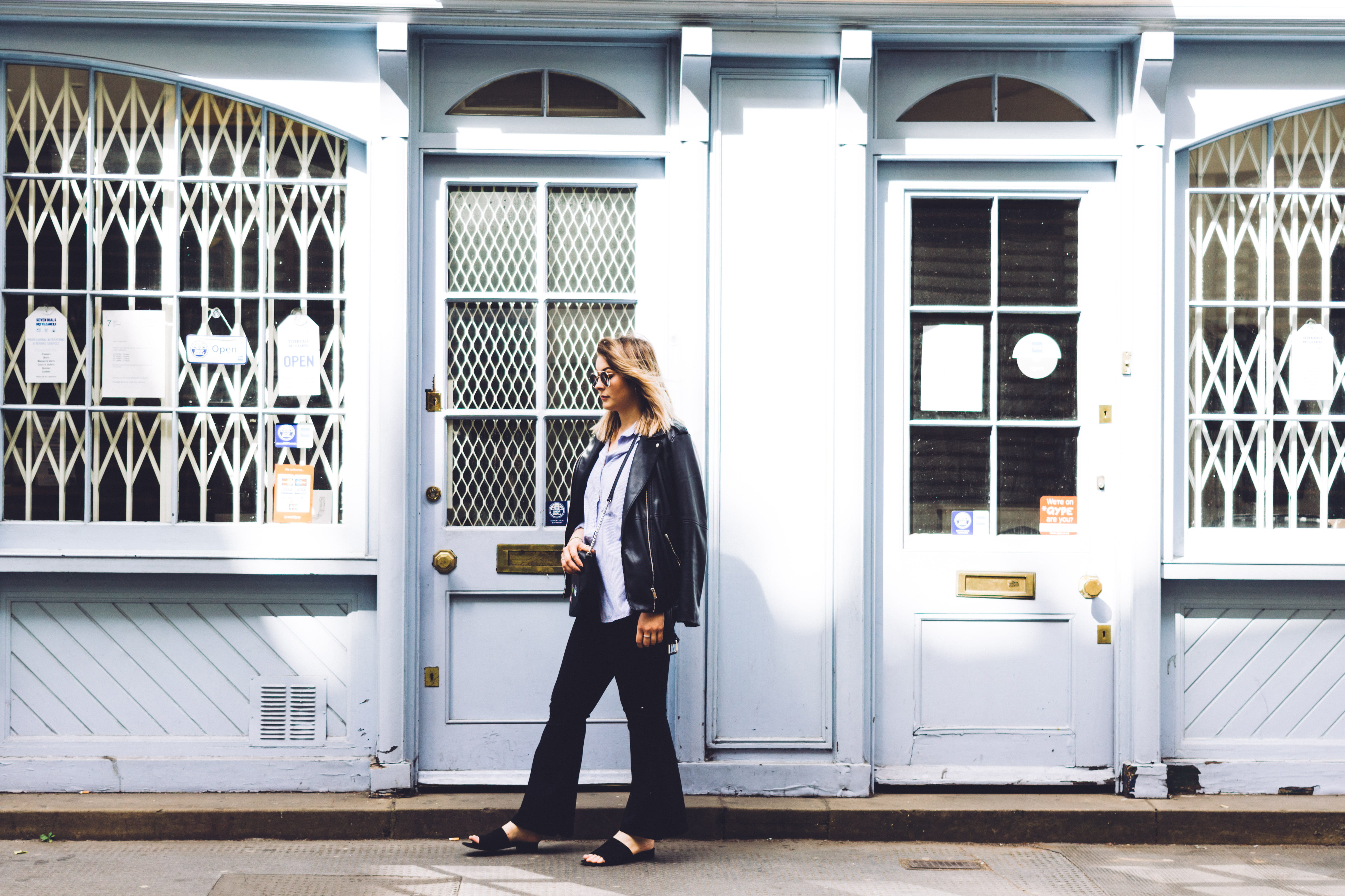 hairstyle, door, window, real people, adult, beautiful woman, fashion, store, jacket, hair, outdoors, women, sidewalk, white, casual clothing, built structure, HD Wallpaper