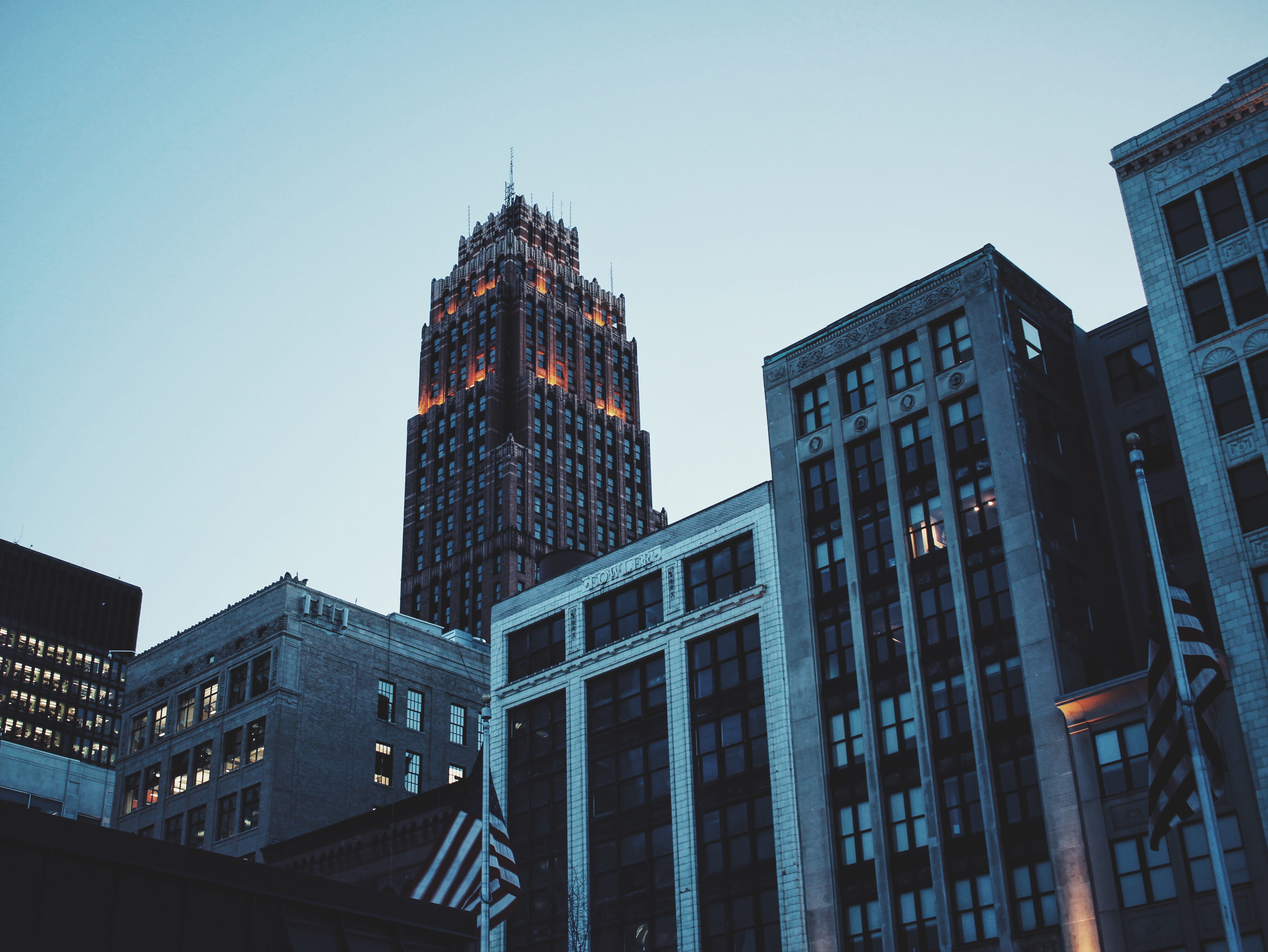 united states, office, american city, architecture, built structure, buildings, no people, nature, building exterior, night sky, michigan, cityscape, building, HD Wallpaper