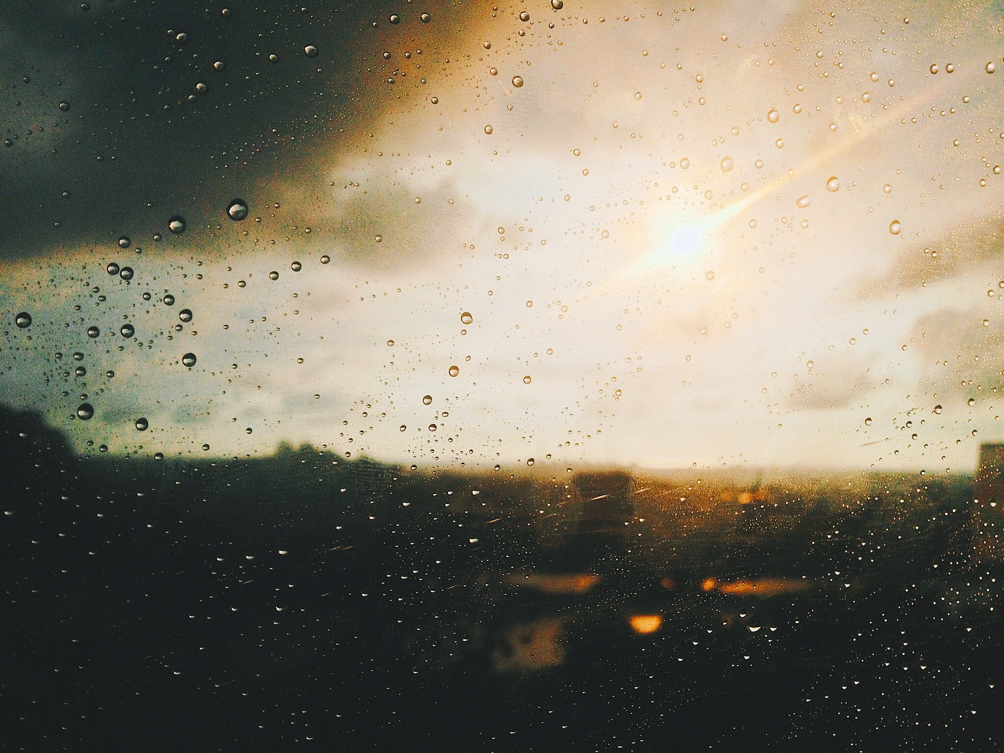 indoors, glass - material, glass, droplets, drop, blur, window, transparent, full frame, nature, raindrop, sky, wet, water drops, clouds, close-up, no people, HD Wallpaper