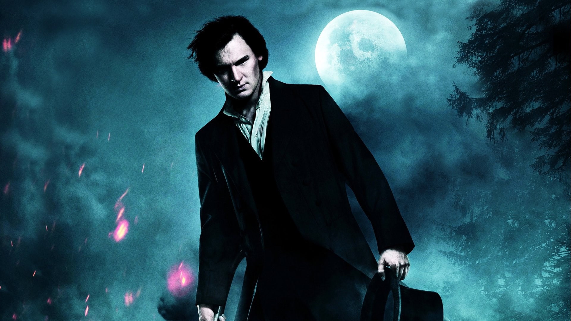 night, illuminated, adult, dark, males, full moon, abraham lincoln vampire hunter, young adult, front view, three quarter length, standing, one person, HD Wallpaper