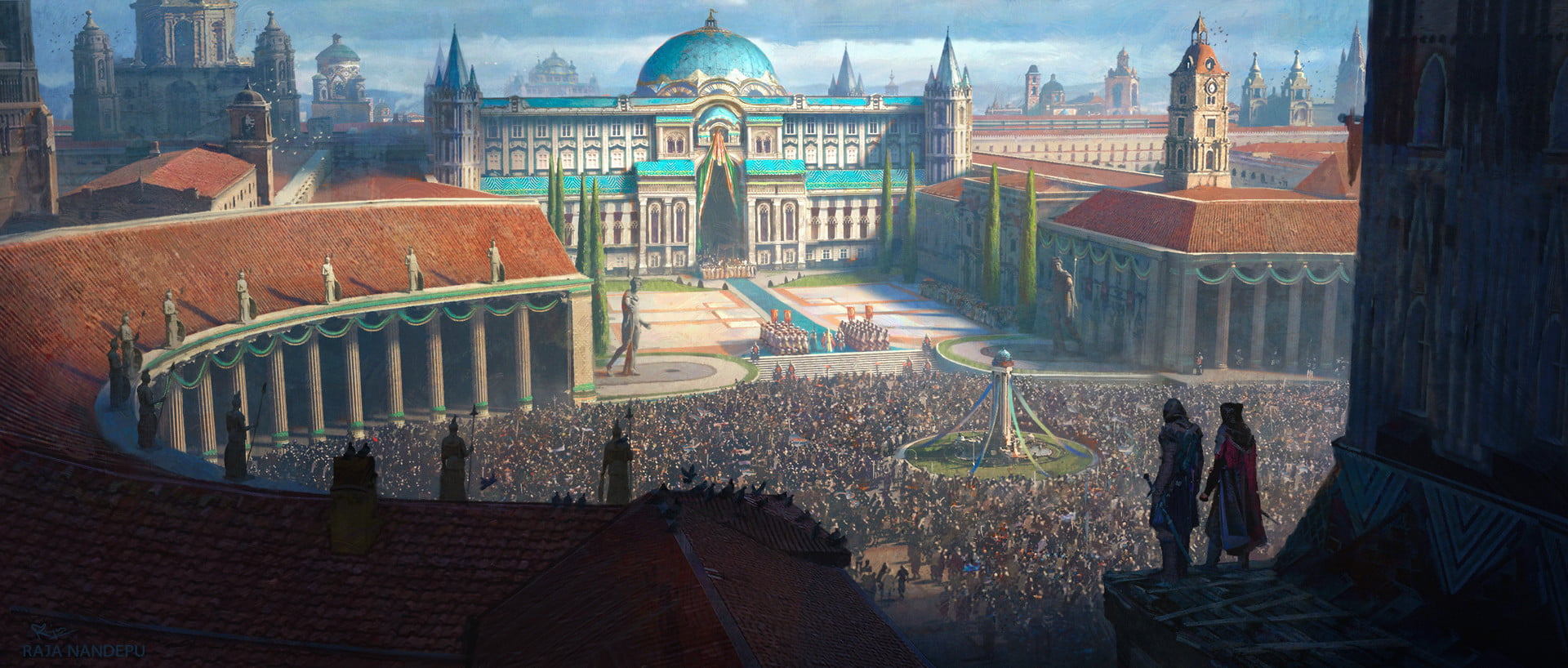 1080P, ceremony, Assassins Creed, palace, artwork, fantasy art, city, HD Wallpaper