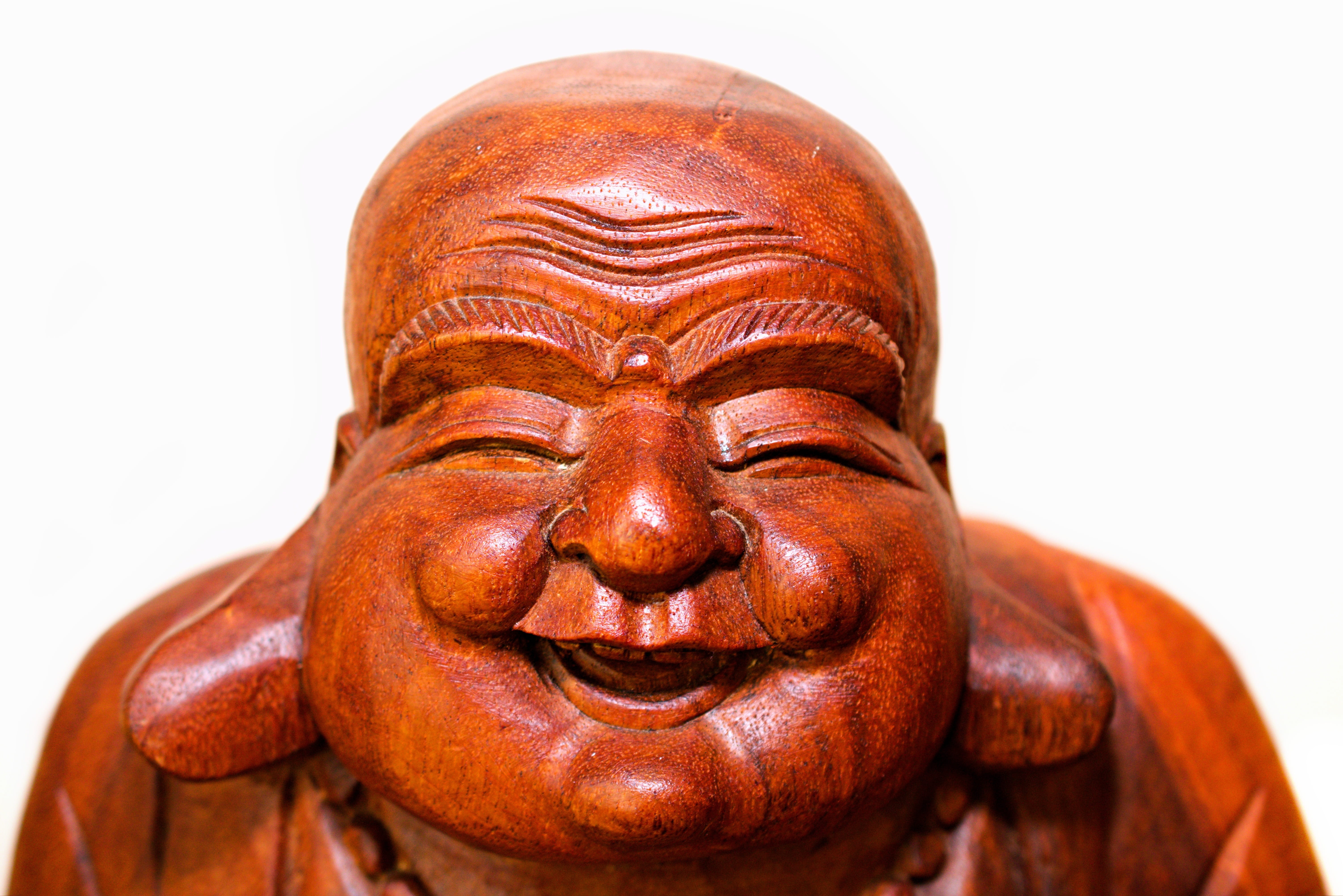 wooden, smile, male likeness, compassionate, happy, human representation, creativity, statue, pot-bellied, brown, wisdom, joy-bringing, craft, carving - craft product, HD Wallpaper