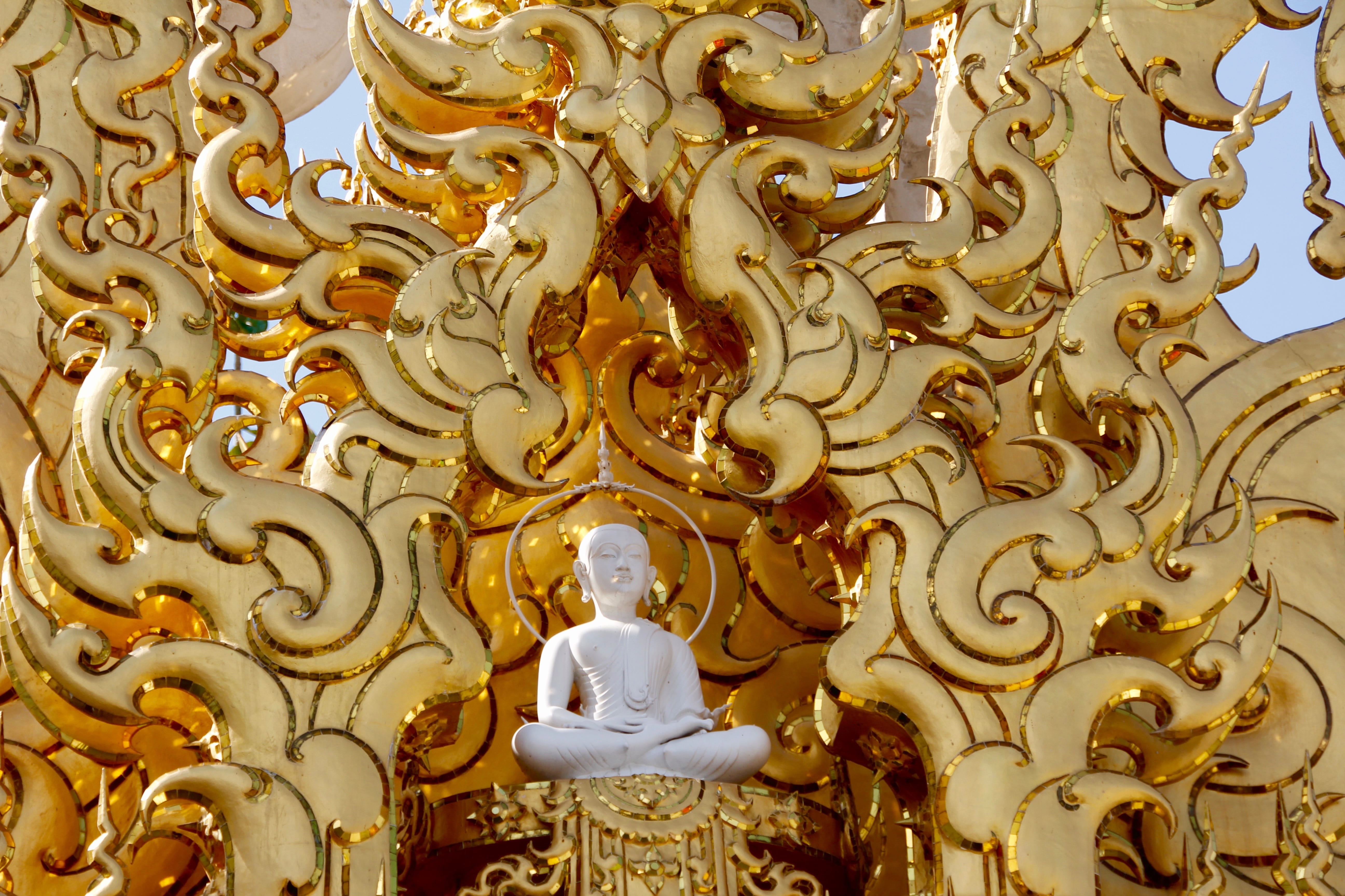 religion, god, belief, human representation, place of worship, chiang rai, ceiling, sky, temple, architectural column, structure, mural, great, architecture, HD Wallpaper