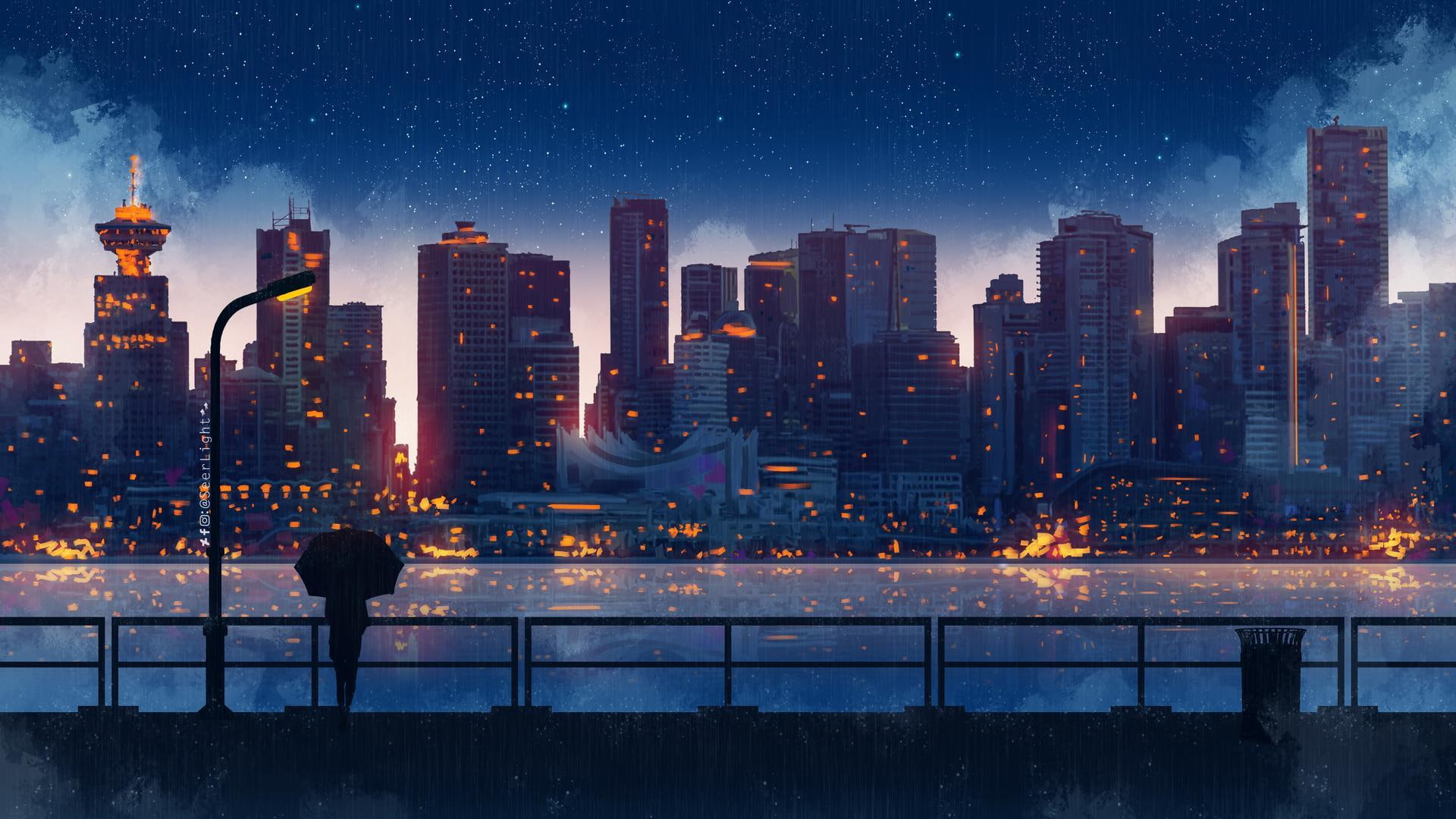 night, 1080P, rainy, HD Wallpaper