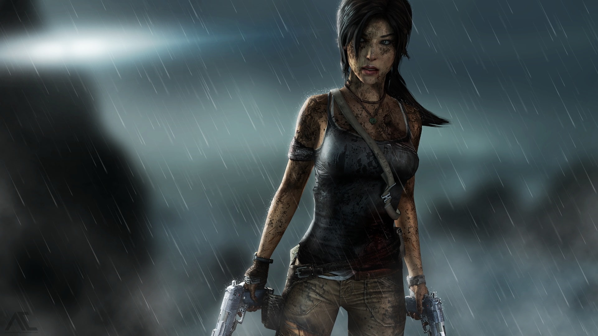 Lara, Tomb, 1080P, Night, Rainy, Croft, Raider, HD Wallpaper
