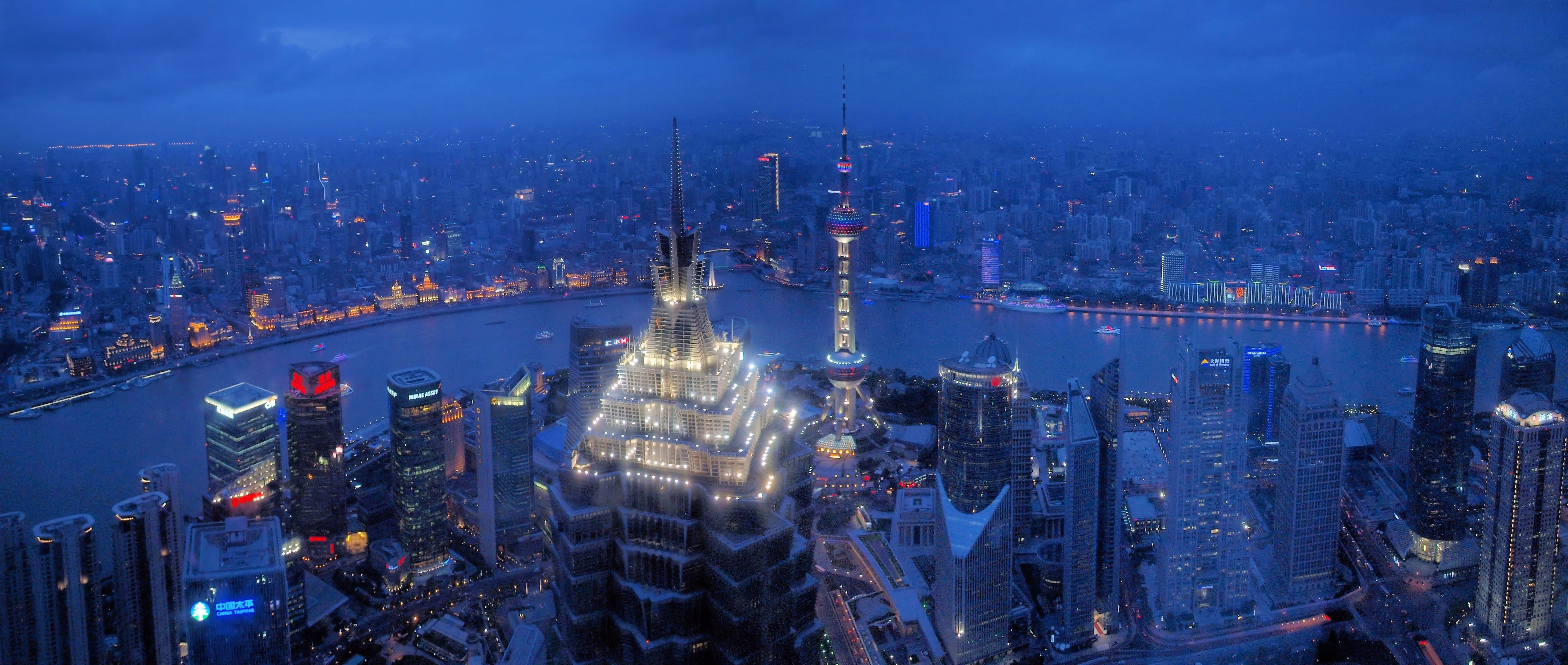 view, cityscape, transportation, industry, eye, space, outdoors, 5K, illuminated, water, dusk, architecture, skyscraper, building exterior, needle, office building exterior, HD Wallpaper