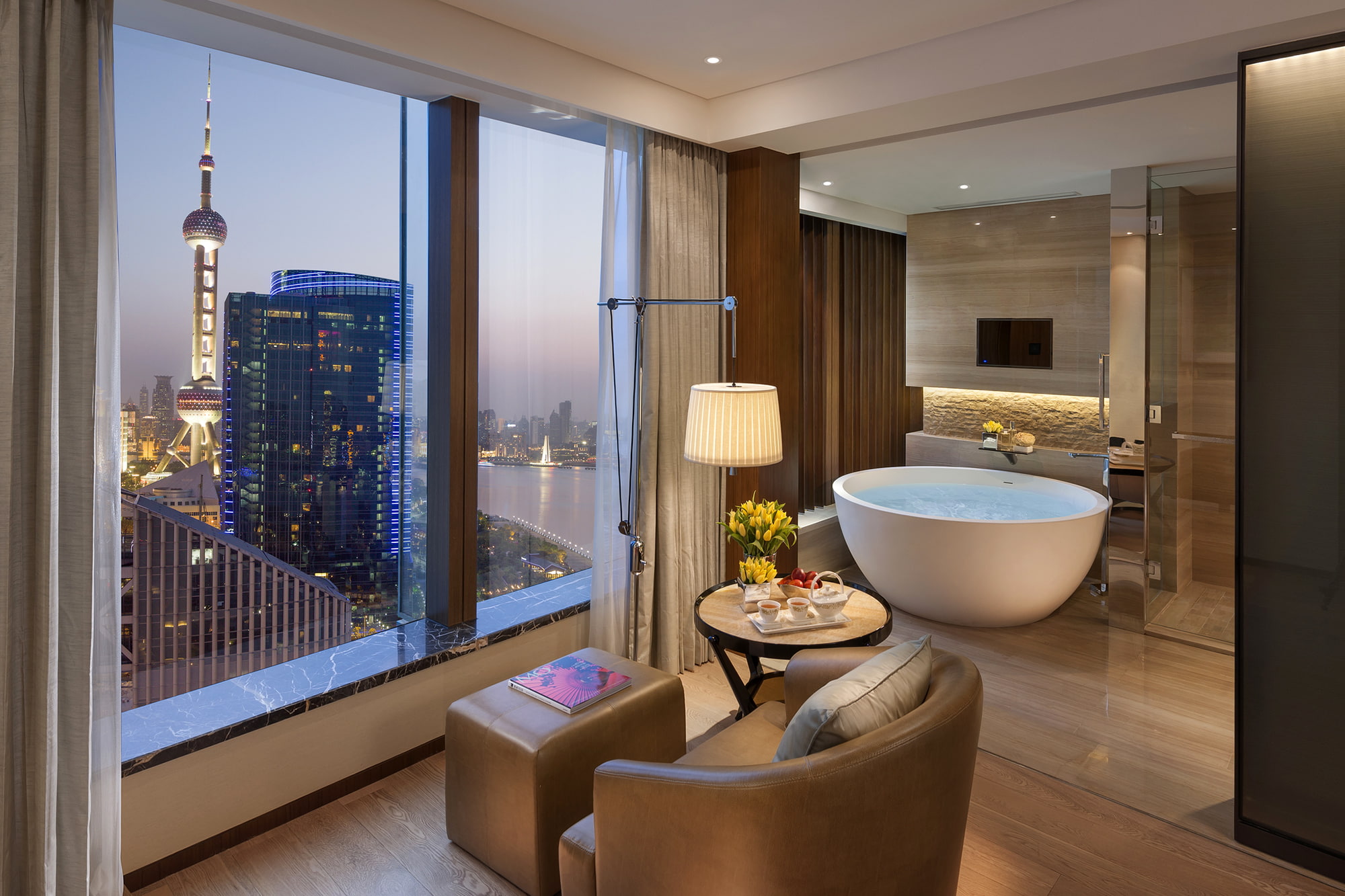home, illuminated, no people, domestic room, the city, built structure, interior, chair, glass - material, Pudong, residential district, wealth, tower, HD Wallpaper