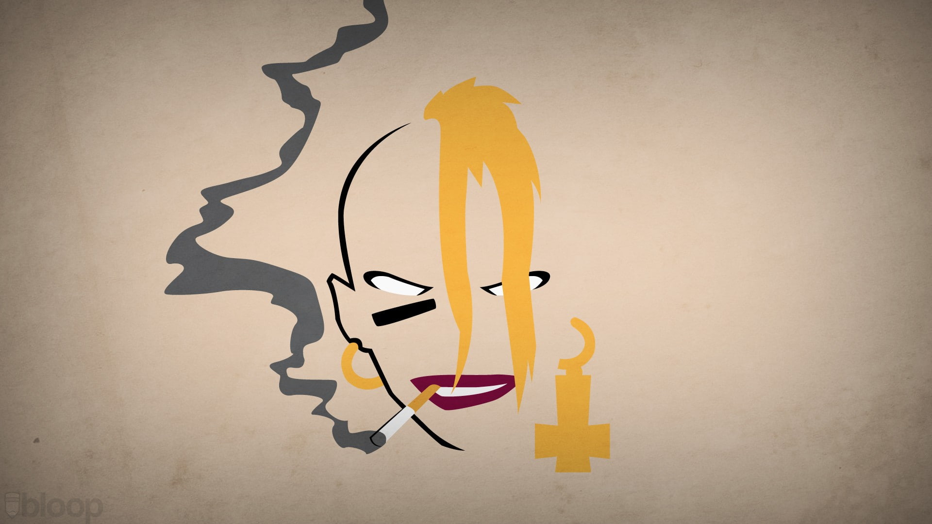 DC Comics, 1080P, anime, Blo0p, simple background, minimalism, cigarettes, smoking, Tank Girl, HD Wallpaper