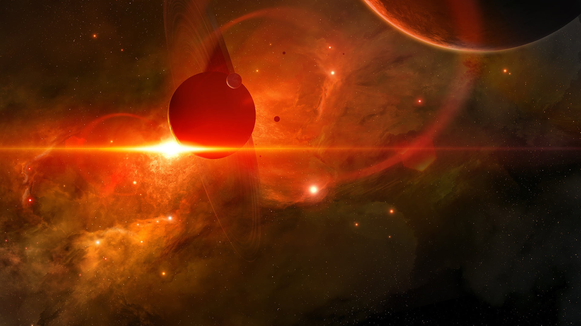 space exploration, 1080P, light, backdrop, sunset, planet, planet - space, earth, fractal, beauty in nature, star - space, star, solar system, outdoors, HD Wallpaper