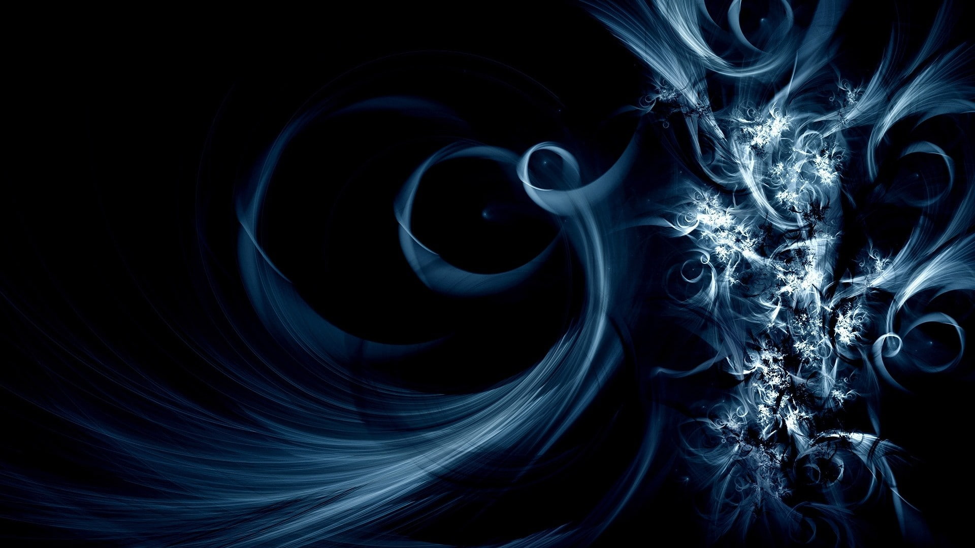 dark, shapes, 1080P, blue, digital art, abstract, black, HD Wallpaper
