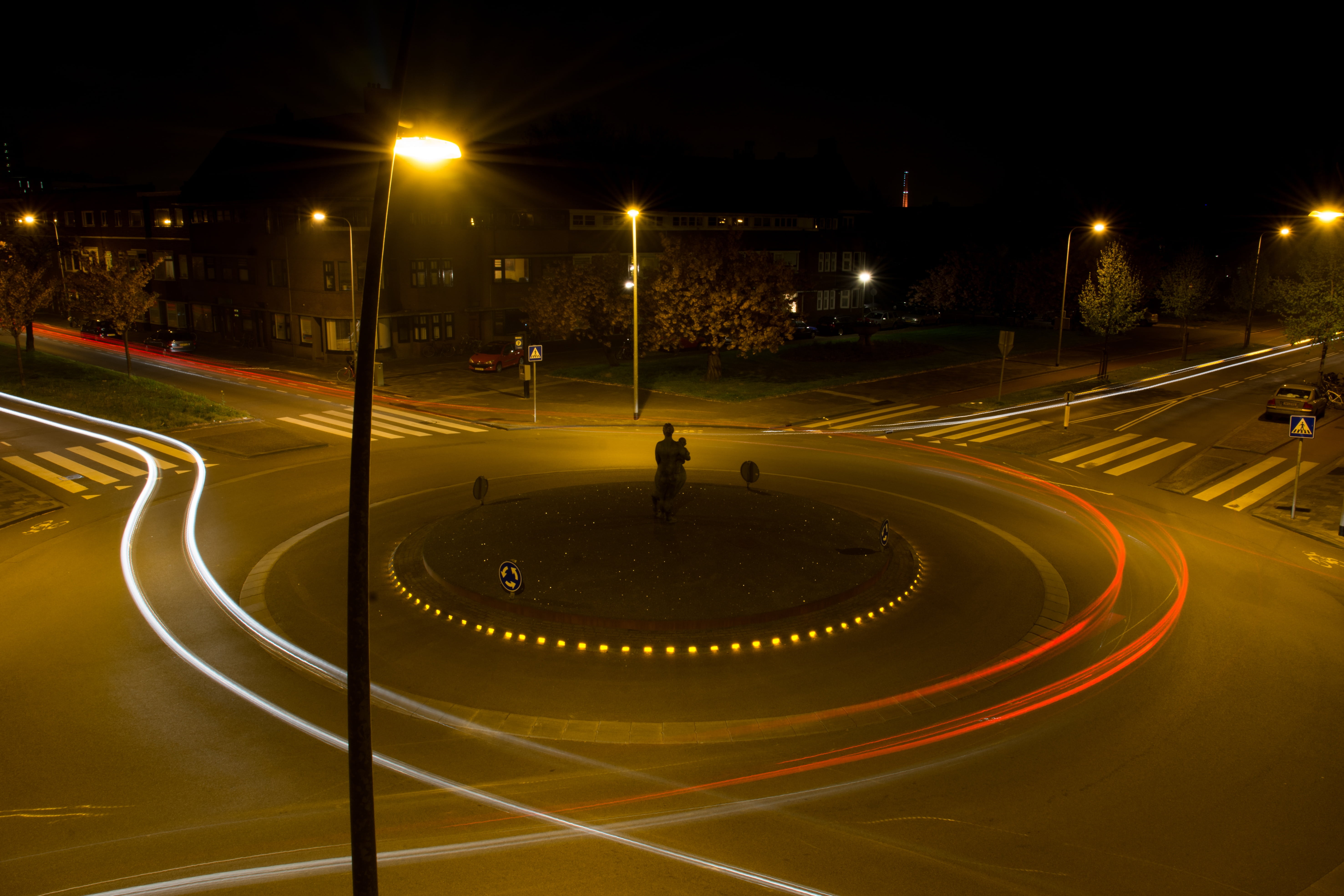 sign, street, illuminated, gyratory traffic, lights, lapse, built structure, photo, sport, city, blurred motion, motion, street lamps, people, long exposure, HD Wallpaper