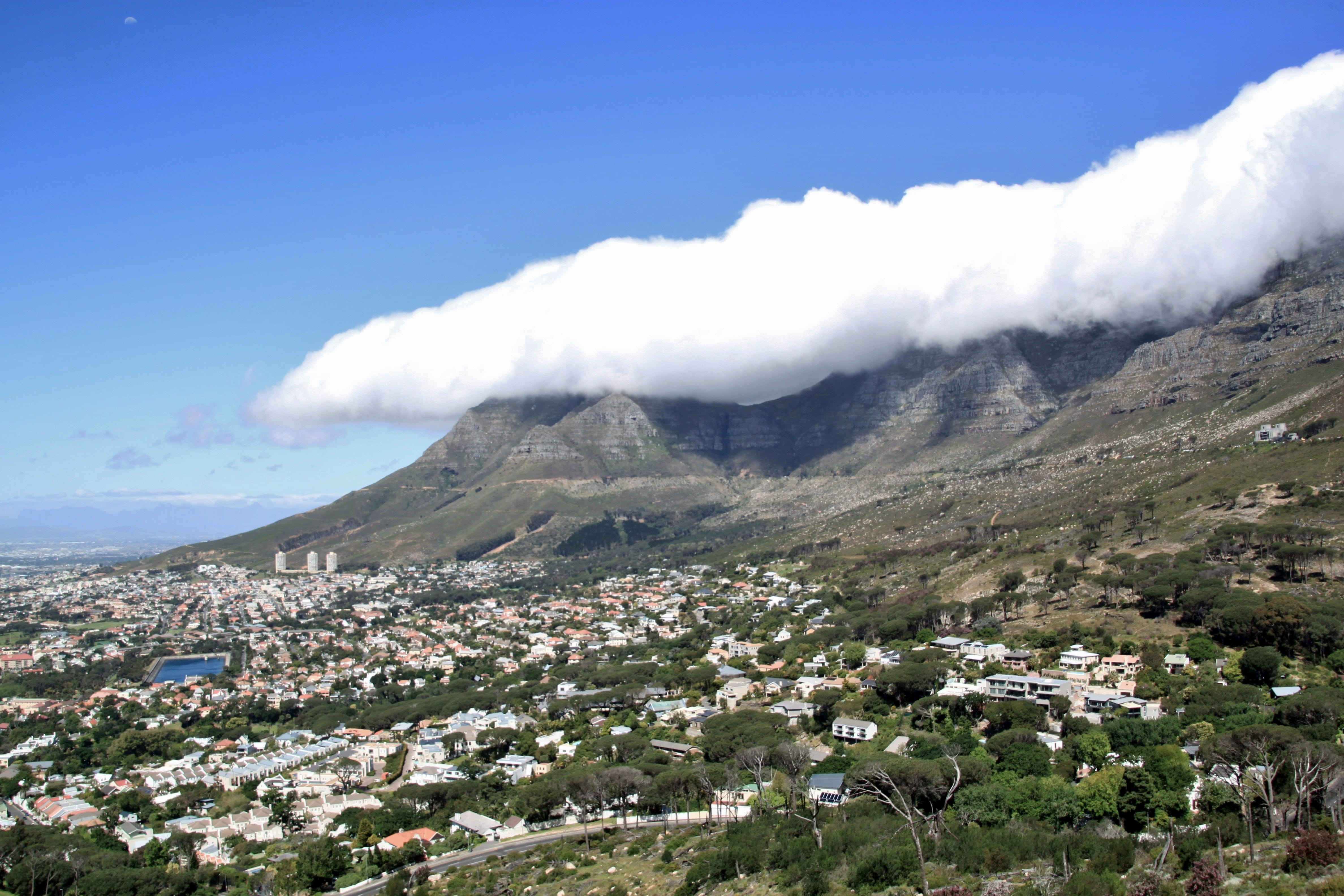 outdoors, vision, no people, cloud - sky, residential district, plateau, nature, sky, 4K, blue, clouds, layer of clouds, day, Cape Town, building exterior, HD Wallpaper