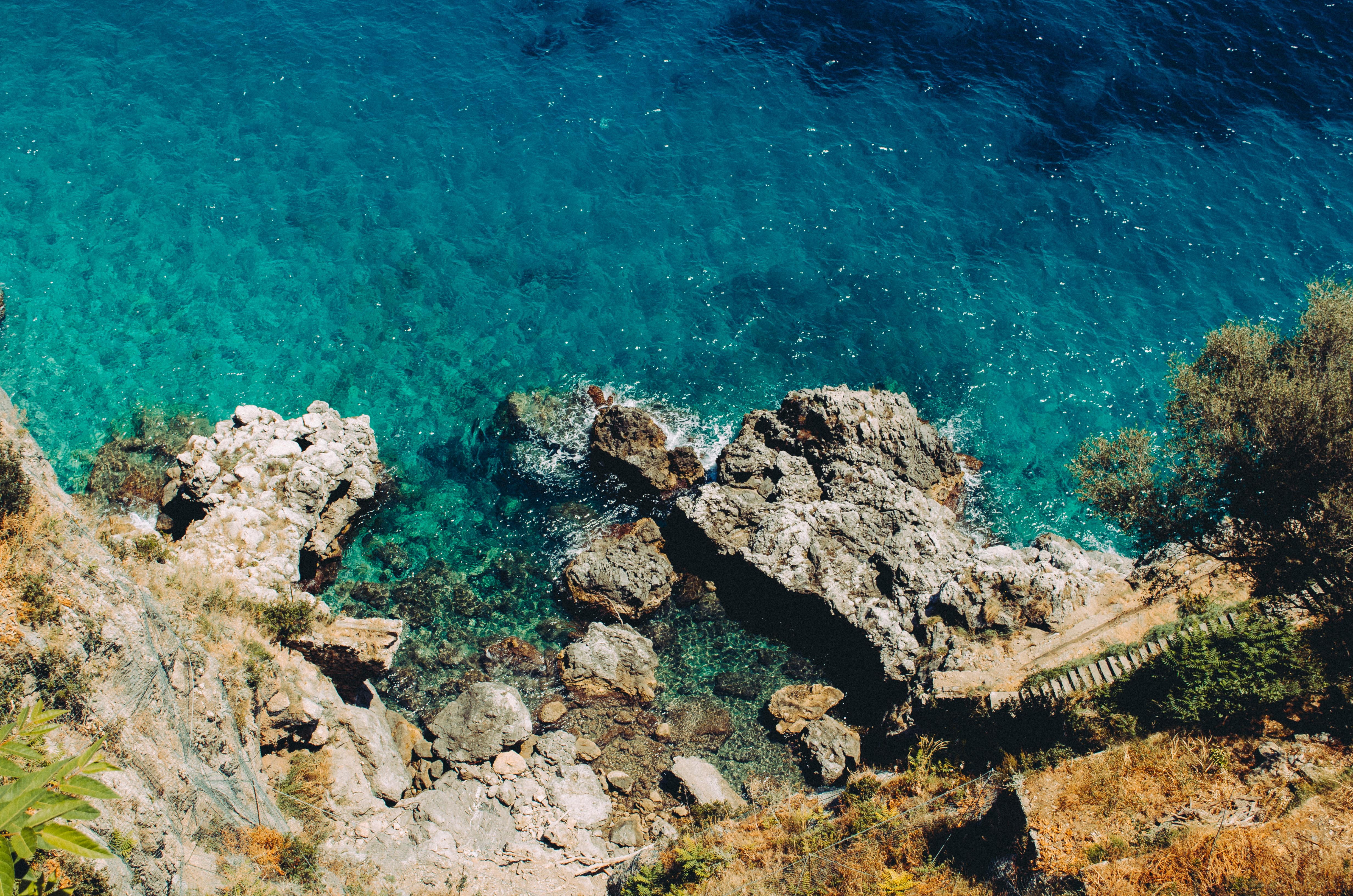 amalfi, outdoors, undersea, ecosystem, ocean, summer, 4K, blue, turquoise colored, tranquility, underwater, nature, sun, coral, sea life, no people, coast, HD Wallpaper