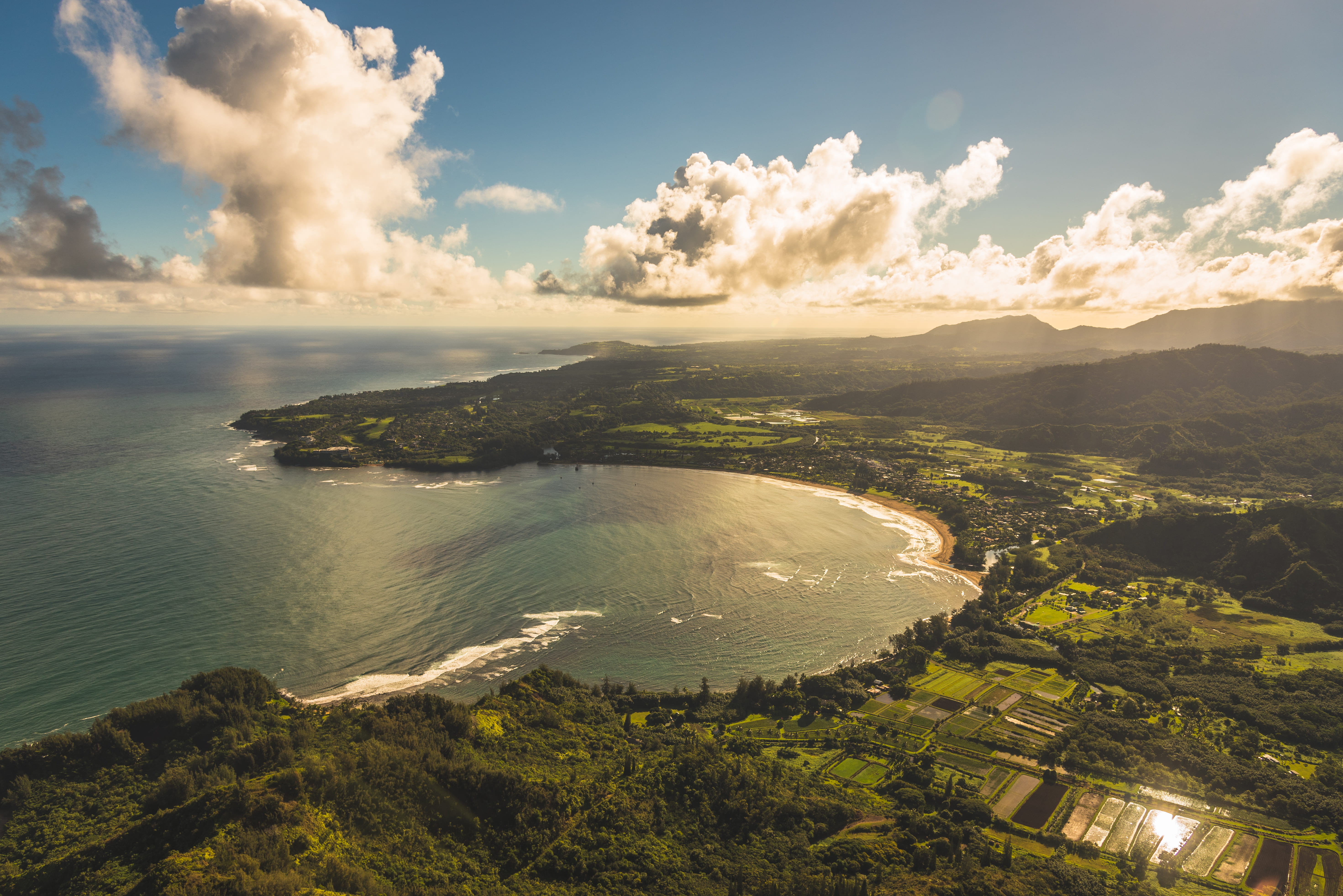bay, coast, sky, aerial, high angle view, outdoors, landscape, shoreline, beauty in nature, photo, plant, hawaii, water, nature, land, promontory, non-urban scene, HD Wallpaper