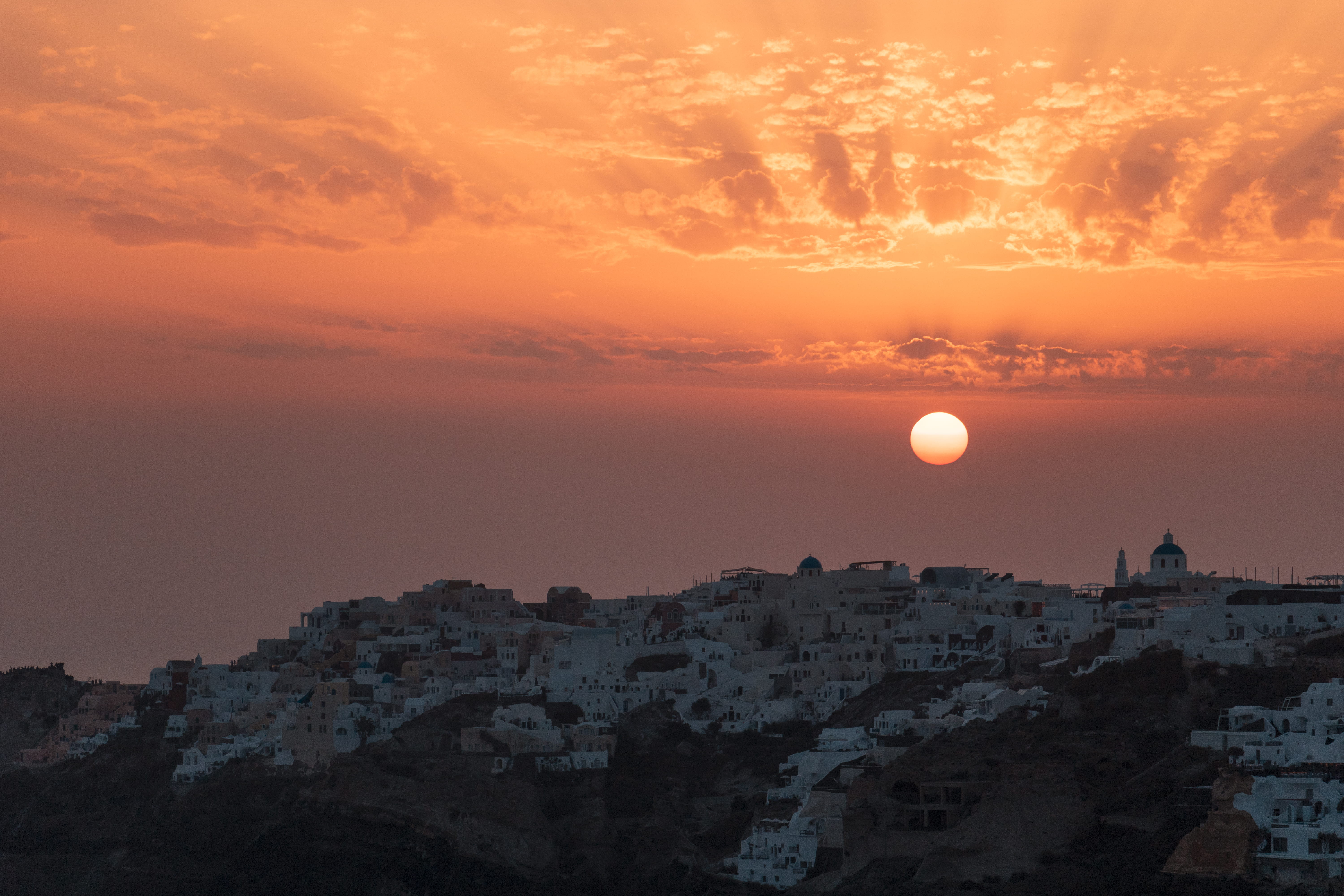 tranquil scene, high, building exterior, hill, night sky, buildings, travel destinations, sundown, rock - object, coastal city, city by the sea, full moon, HD Wallpaper
