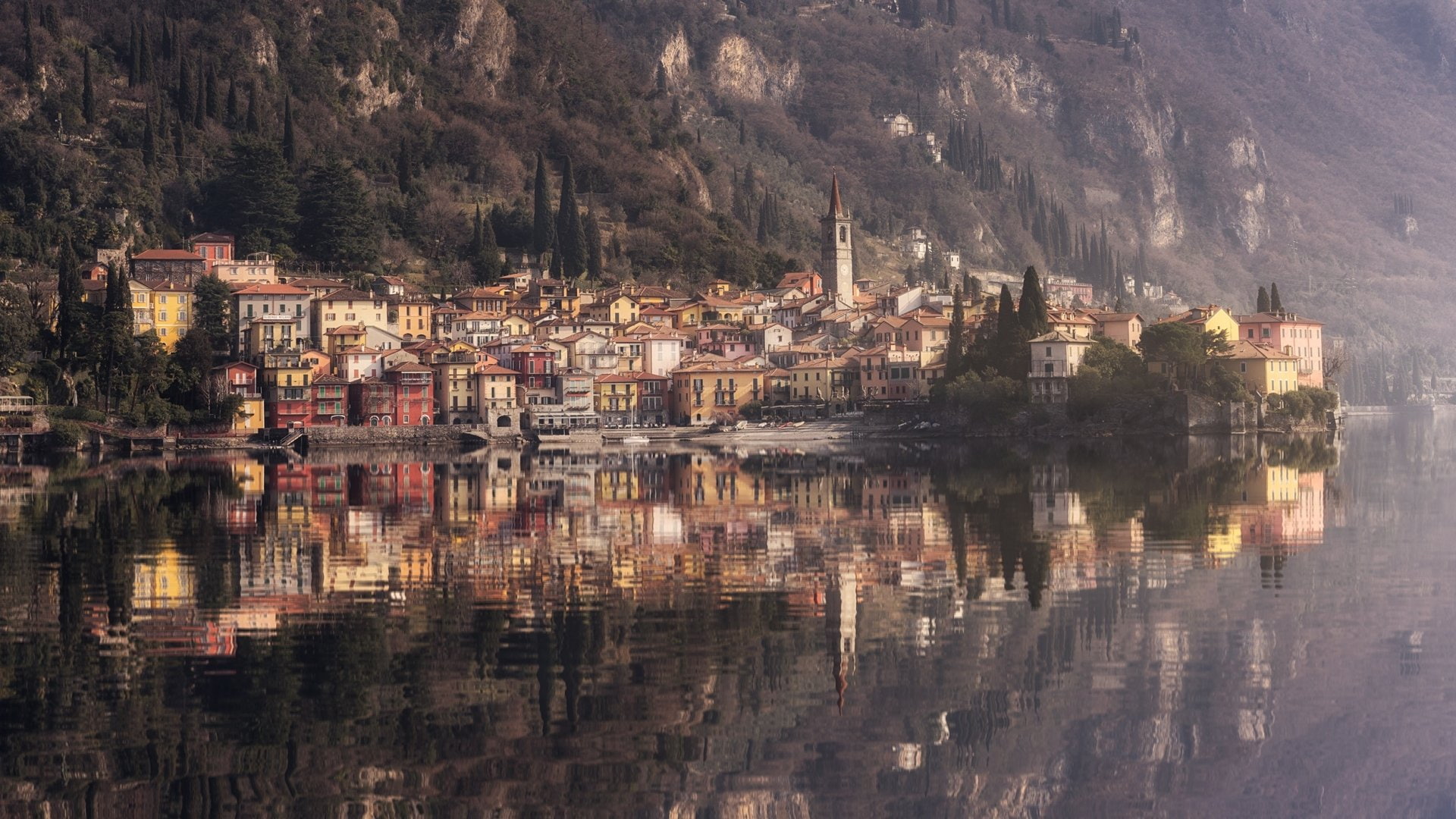 Varenna, House, Towns, 1080P, Lake, Italy, Village, Reflection, HD Wallpaper