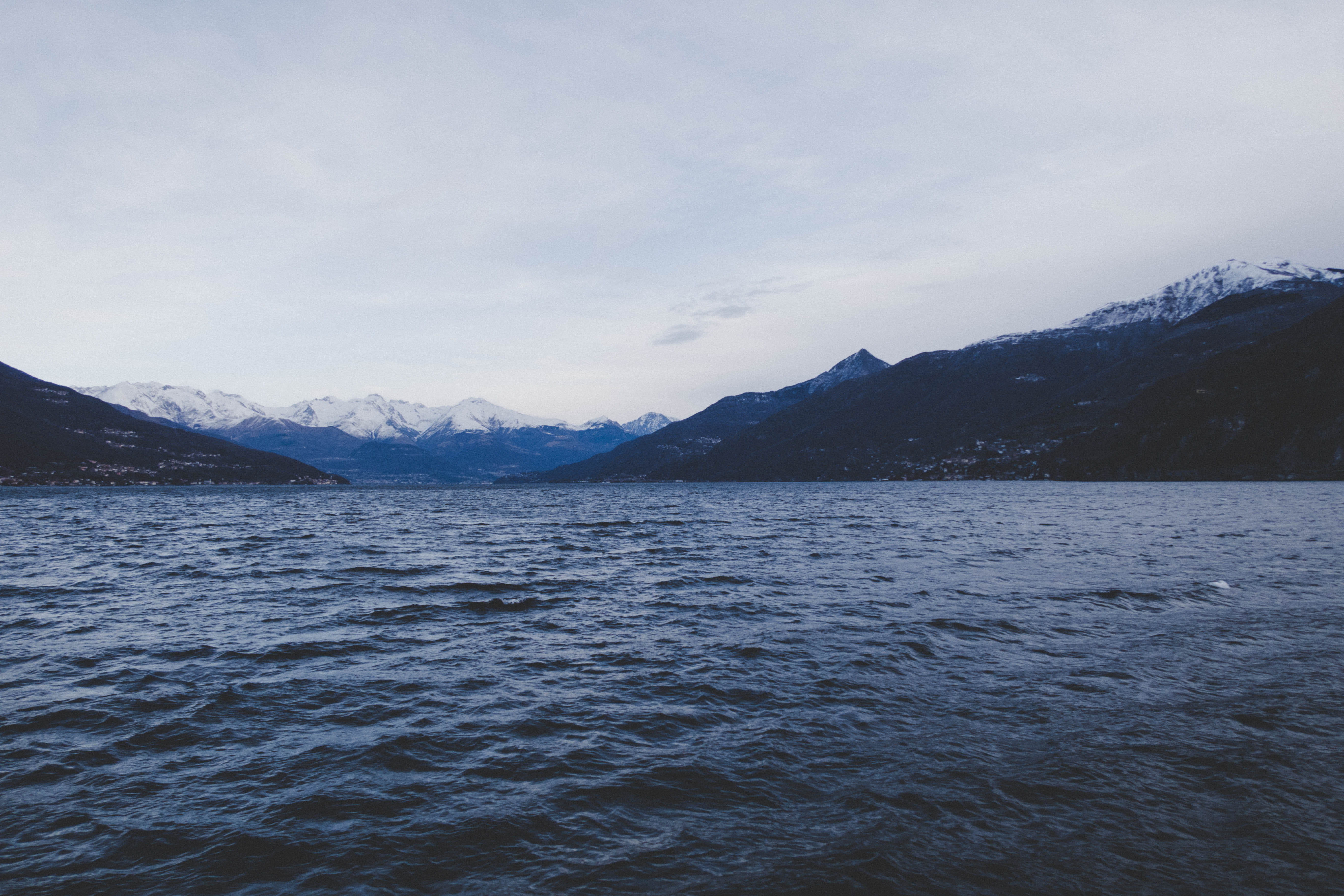 cloud - sky, scenics - nature, mountain range, waterfront, italy, varenna, mountain, tranquil scene, nature, snowcapped mountain, lake, rippled, HD Wallpaper