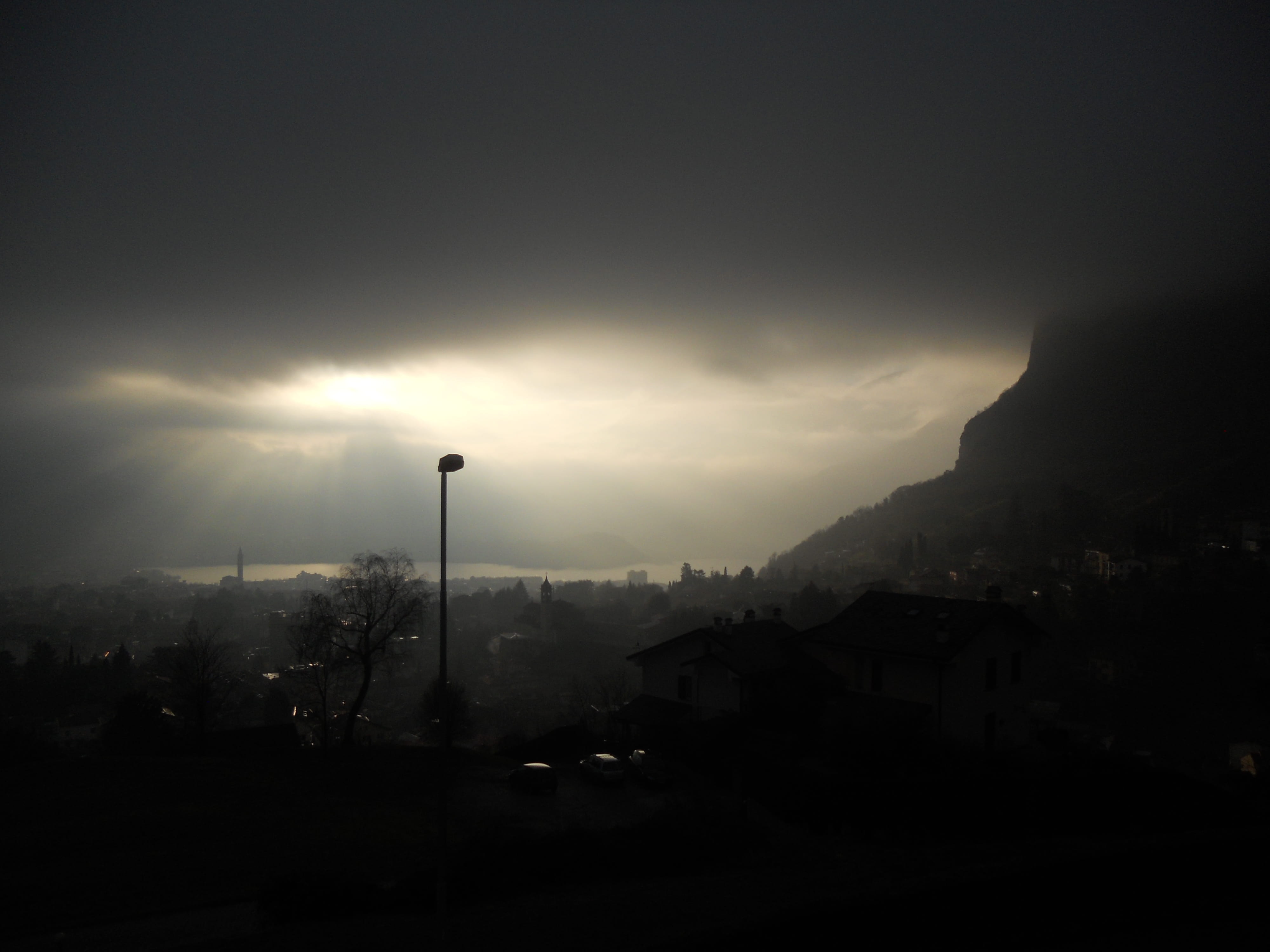 residential district, province of lecco, fog, sky, nature, building exterior, no people, street light, dusk, building, beauty in nature, dark, architecture, HD Wallpaper