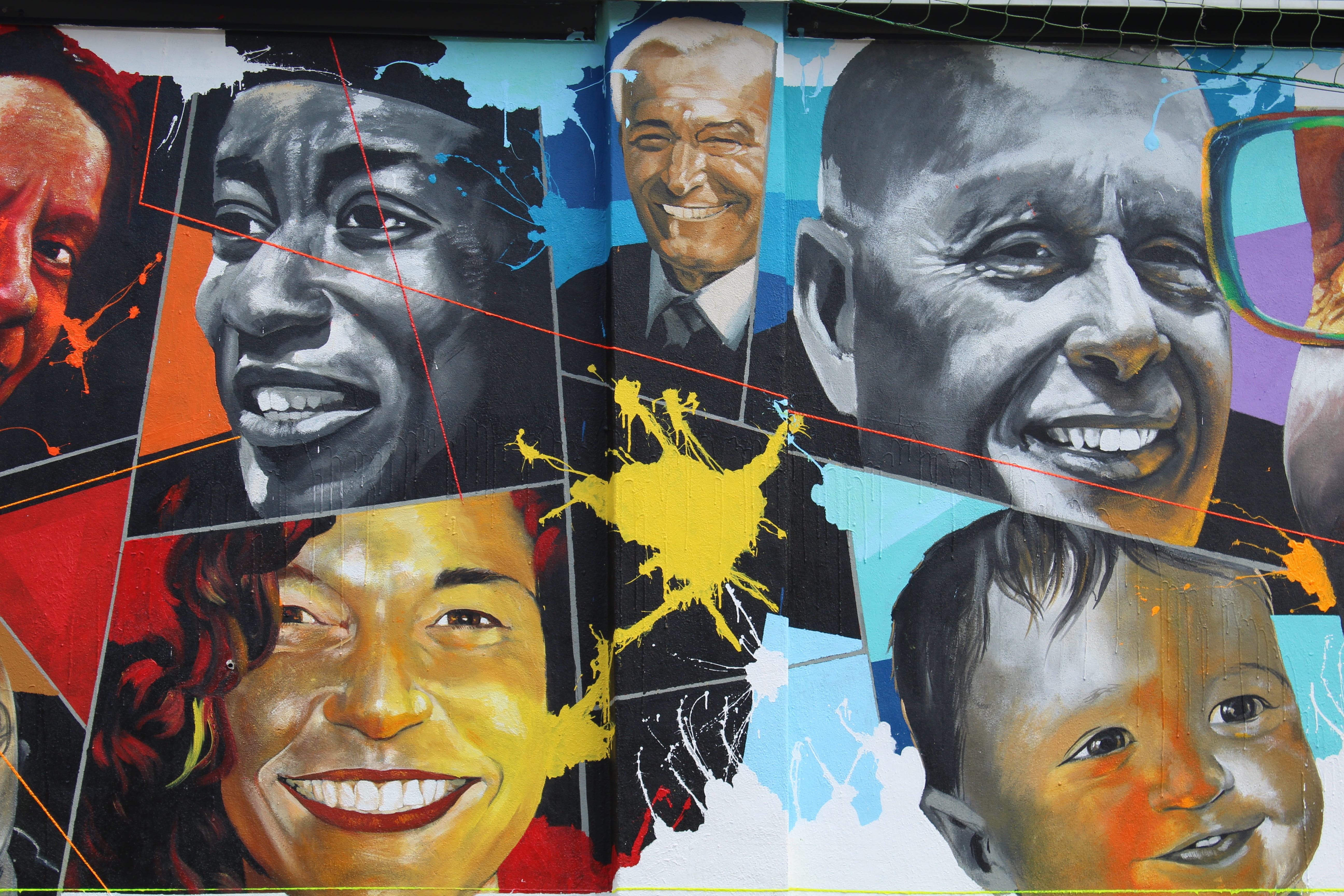 5K, headshot, expression, murals, face, girl, laugh, street art, art and craft, creativity, woman, faces, happy, smiling, human face, happiness, male likeness, HD Wallpaper