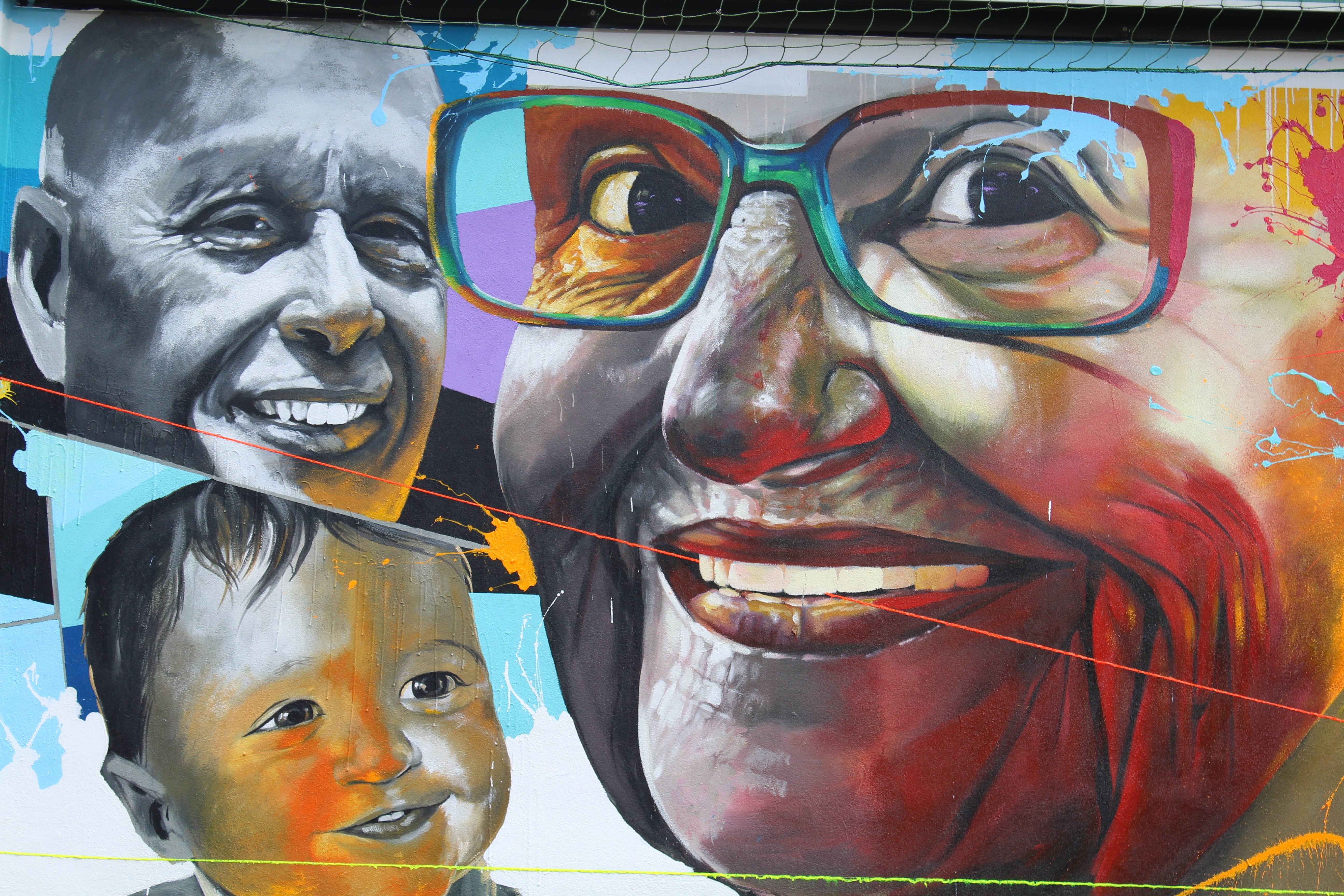 murals, belief, female likeness, art and craft, woman, day, multi colored, creativity, faces, religion, street art, lecco, outdoors, elderly, male likeness, HD Wallpaper