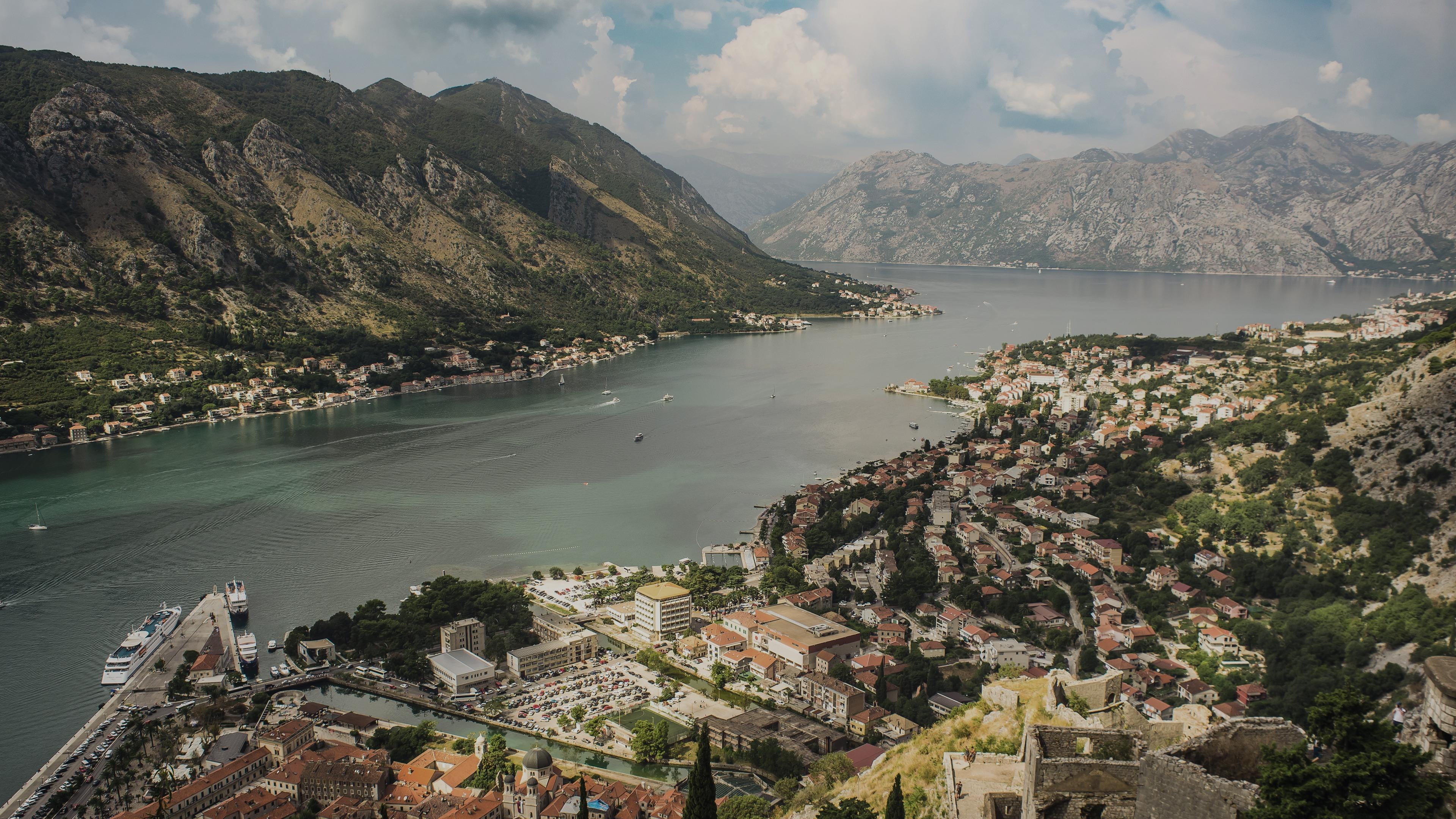 nature, mountain range, building exterior, aerial photography, city, montenegro, outdoors, water, no people, kotor, high angle view, europe, scenics - nature, HD Wallpaper