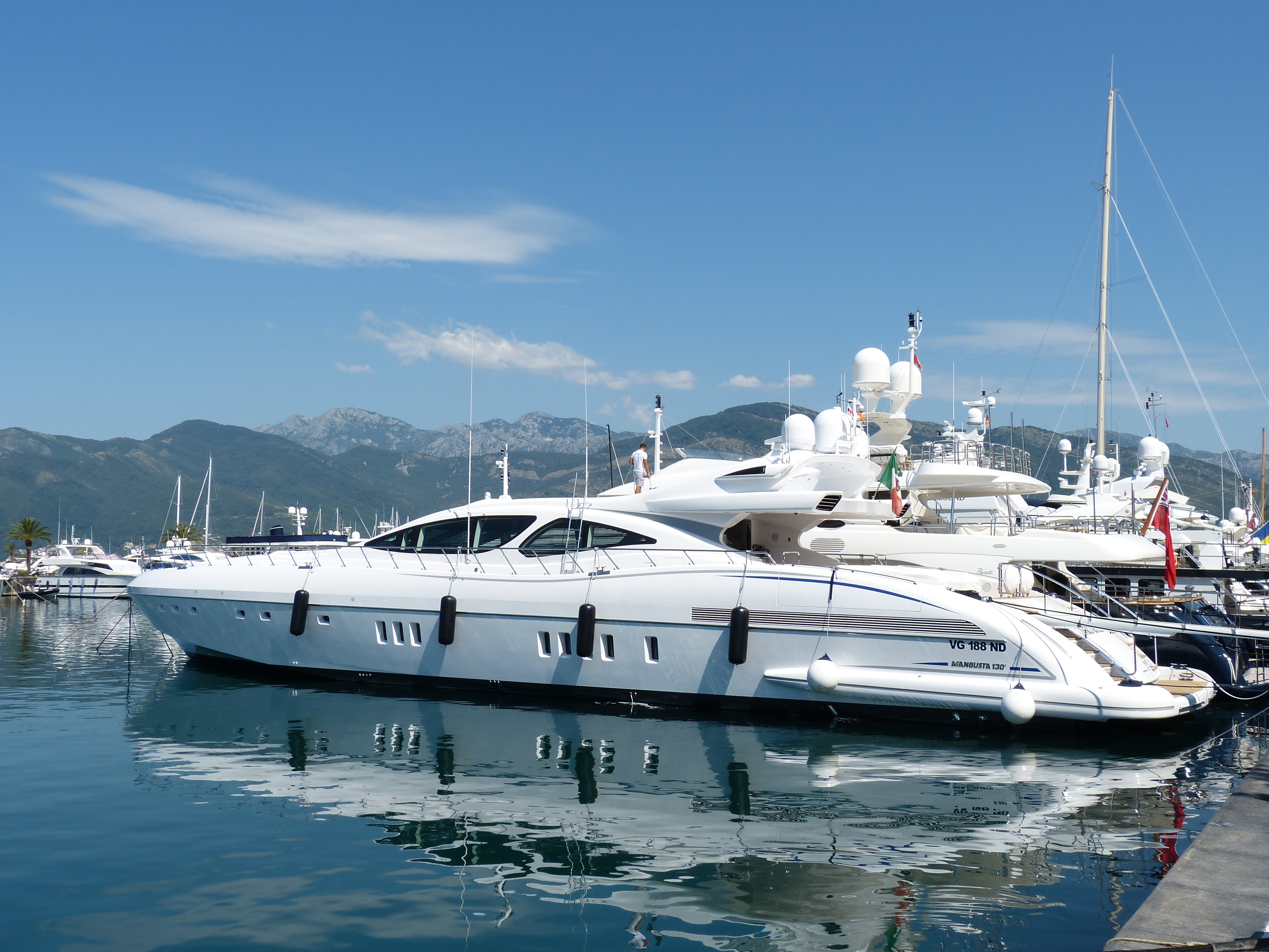 harbor, luxury, sailboat, sea, adriatic sea, nature, 4K, powerboat, anchored, no people, reflection, sky, passenger craft, mediterranean, boot, daytime, HD Wallpaper