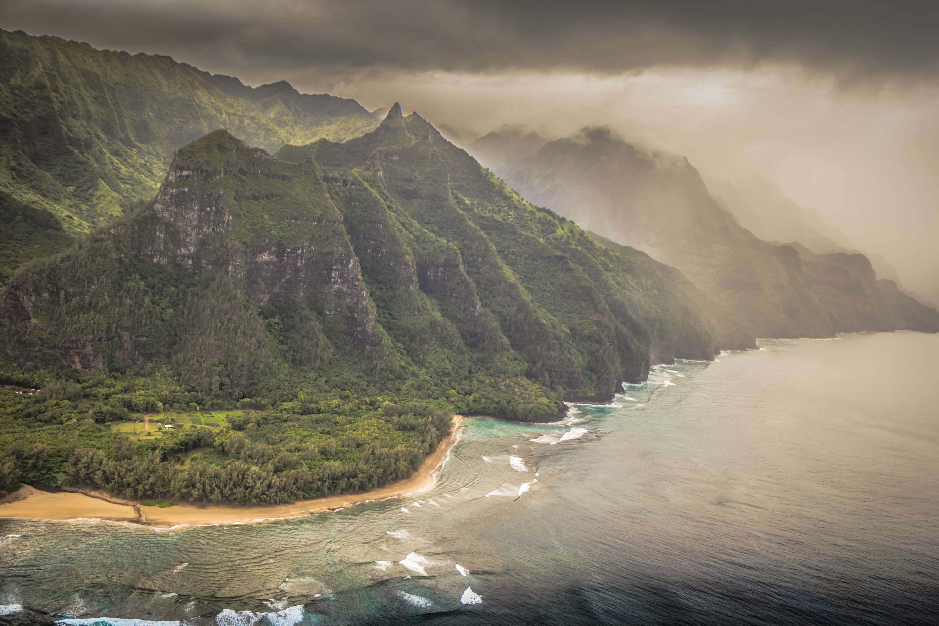 solid, travel destinations, tranquility, motion, mountain, scenics - nature, water, kauai, beauty in nature, flowing water, tranquil scene, sea, mountains, HD Wallpaper