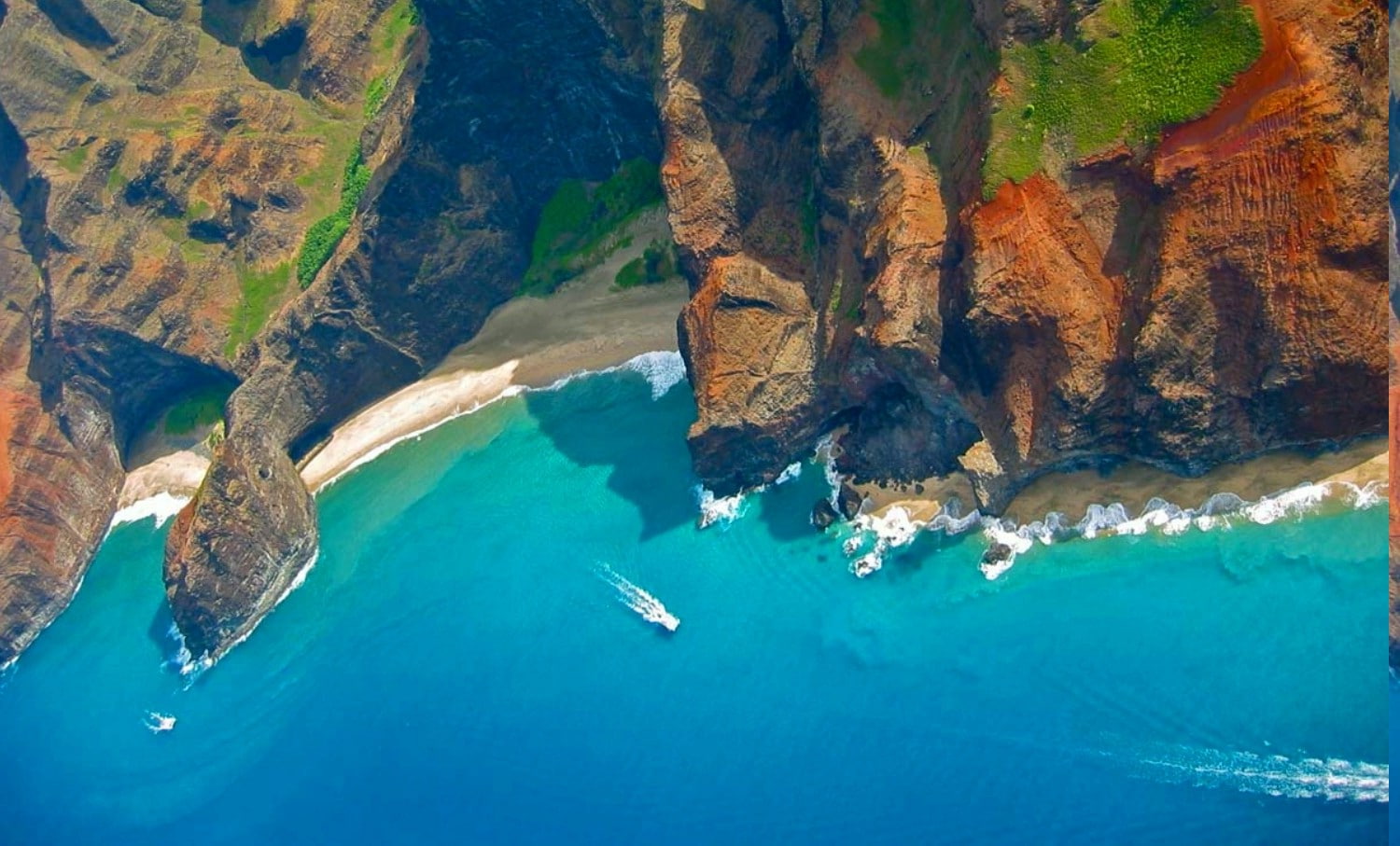 Coast, turquoise colored, travel destinations, Kauai, lagoon, scenics - nature, land, sailboat, tranquil scene, landscape, sand, sea, Hawaii, mountain, HD Wallpaper