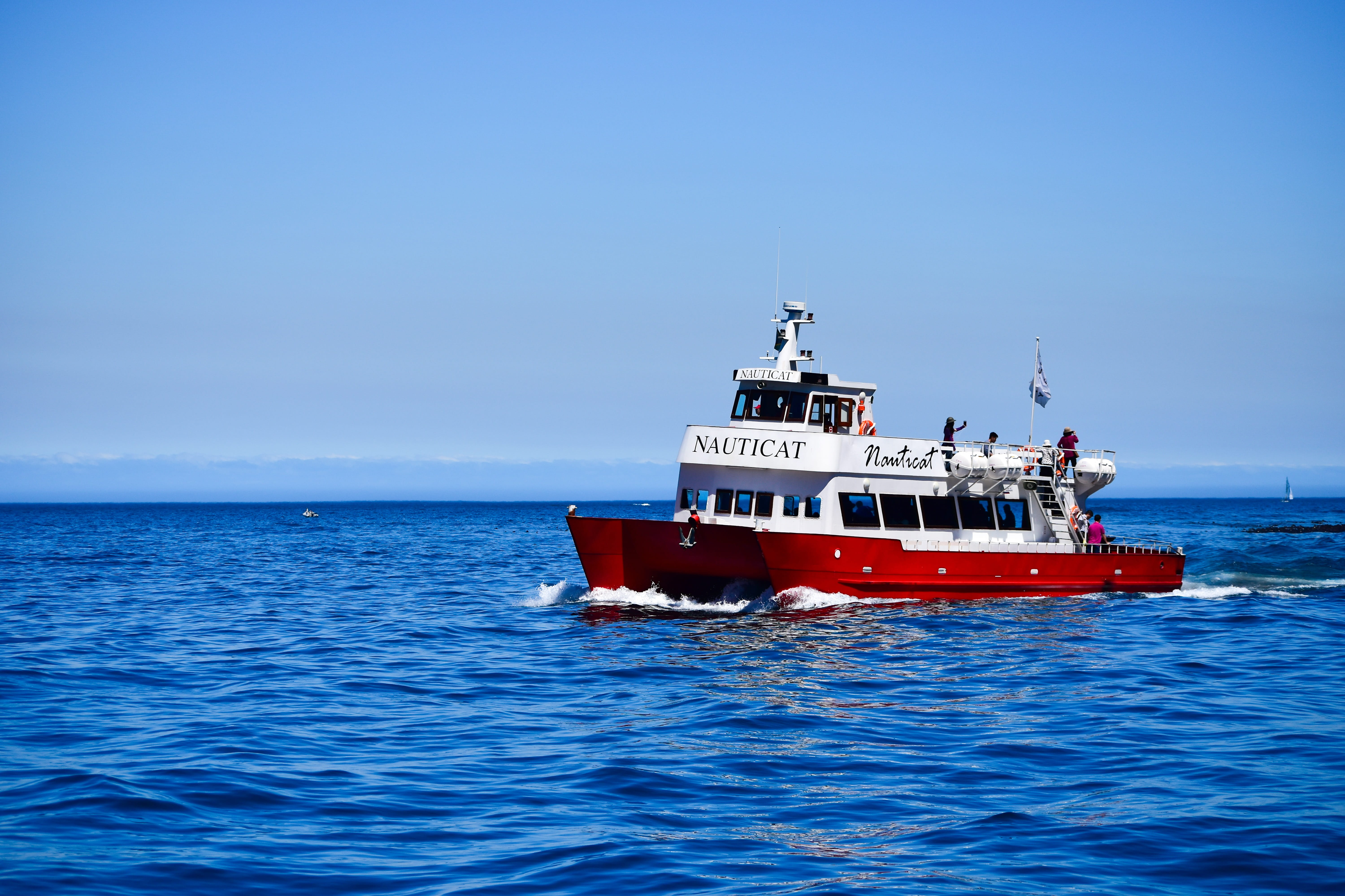 sky, blue, 5K, hout bay, outdoors, travel, sailing, sea, safety, south africa, water, motion, passenger craft, mode of transportation, horizon over water, HD Wallpaper