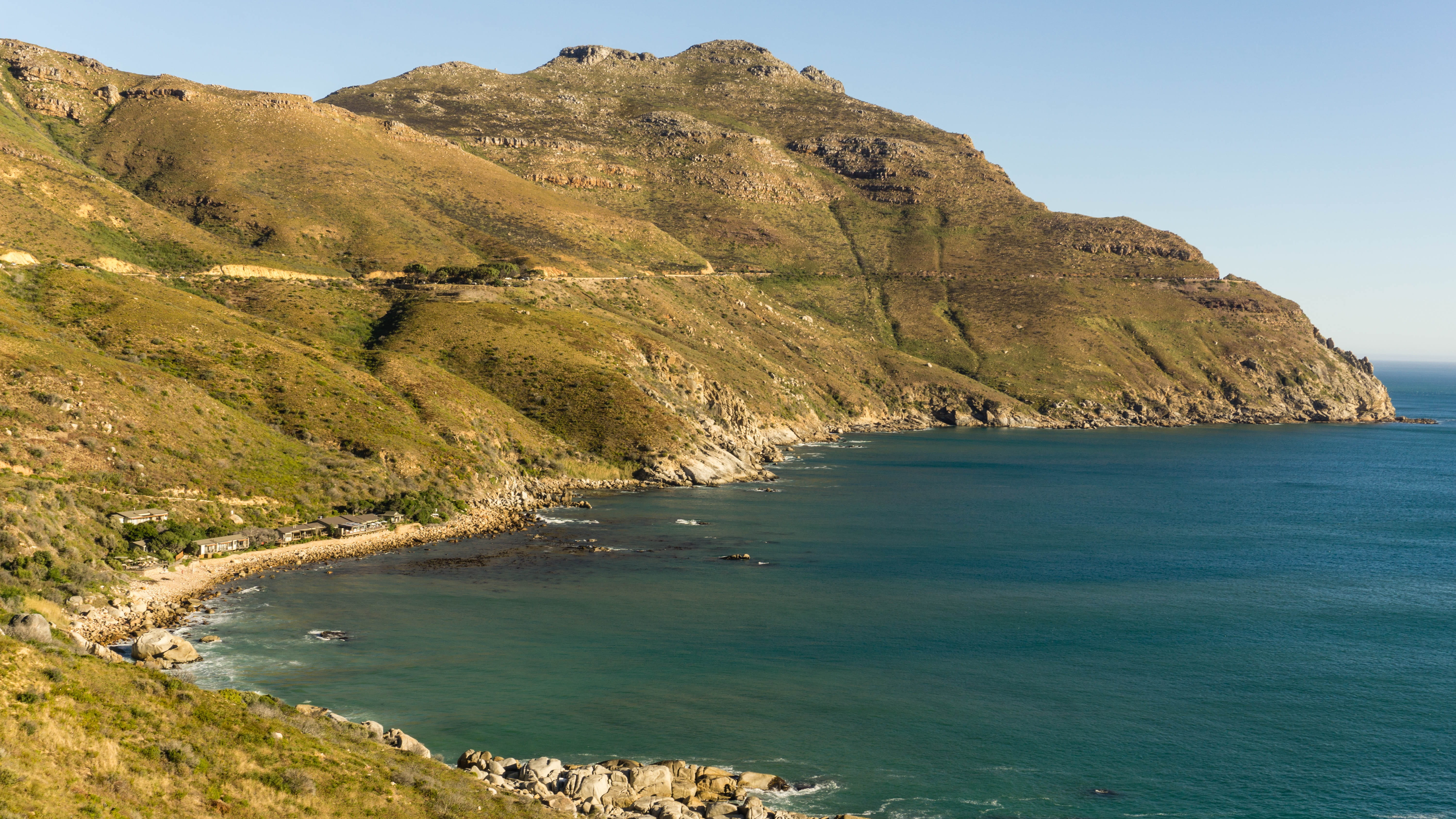 ocean, cape town, water, coastline, 5K, mountain, chapmans peak, rock - object, environment, south africa, sea bay, no people, day, hout bay, cliff, nature, HD Wallpaper