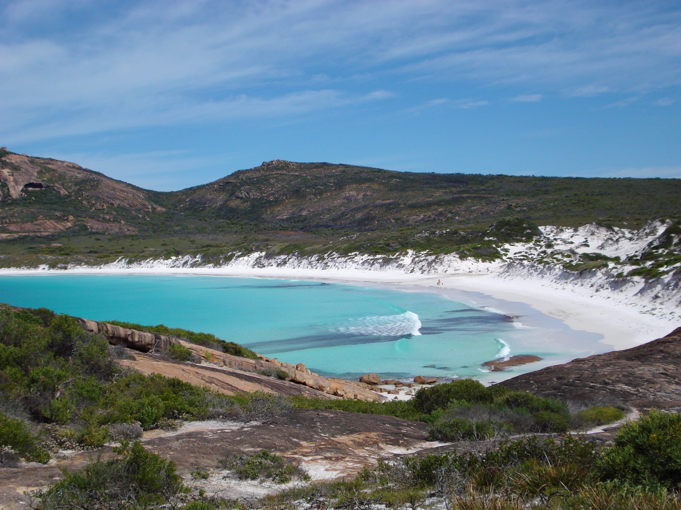 high angle view, non-urban scene, beauty in nature, 2K, mountain, water, day, park, sea, no people, sky, Park, Cape Le Grand, western australia, outdoors, HD Wallpaper